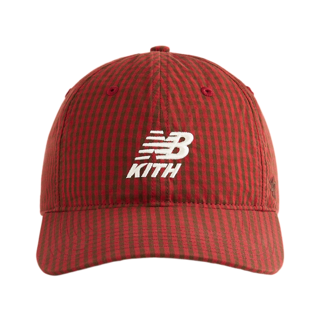 키스 & 47 포 뉴발란스 클래식 깅엄 포플린 프랜차이즈 LS 캡 바이킹 레드(Kith & '47 for New Balance Classic Gingham Poplin Franchise LS Cap Biking Red)