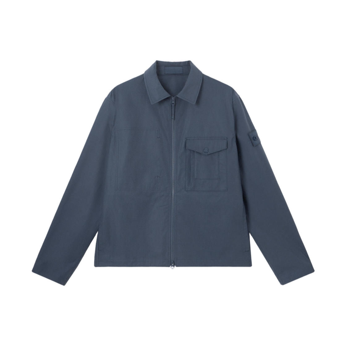 L1S1512000-11S0F01-V002E Stone Island 1200011 All-Weather Cotton Canvas_S.I. Ghost Windproof and Breathable Regular-Fit Overshirt Slate Blue - 26SS