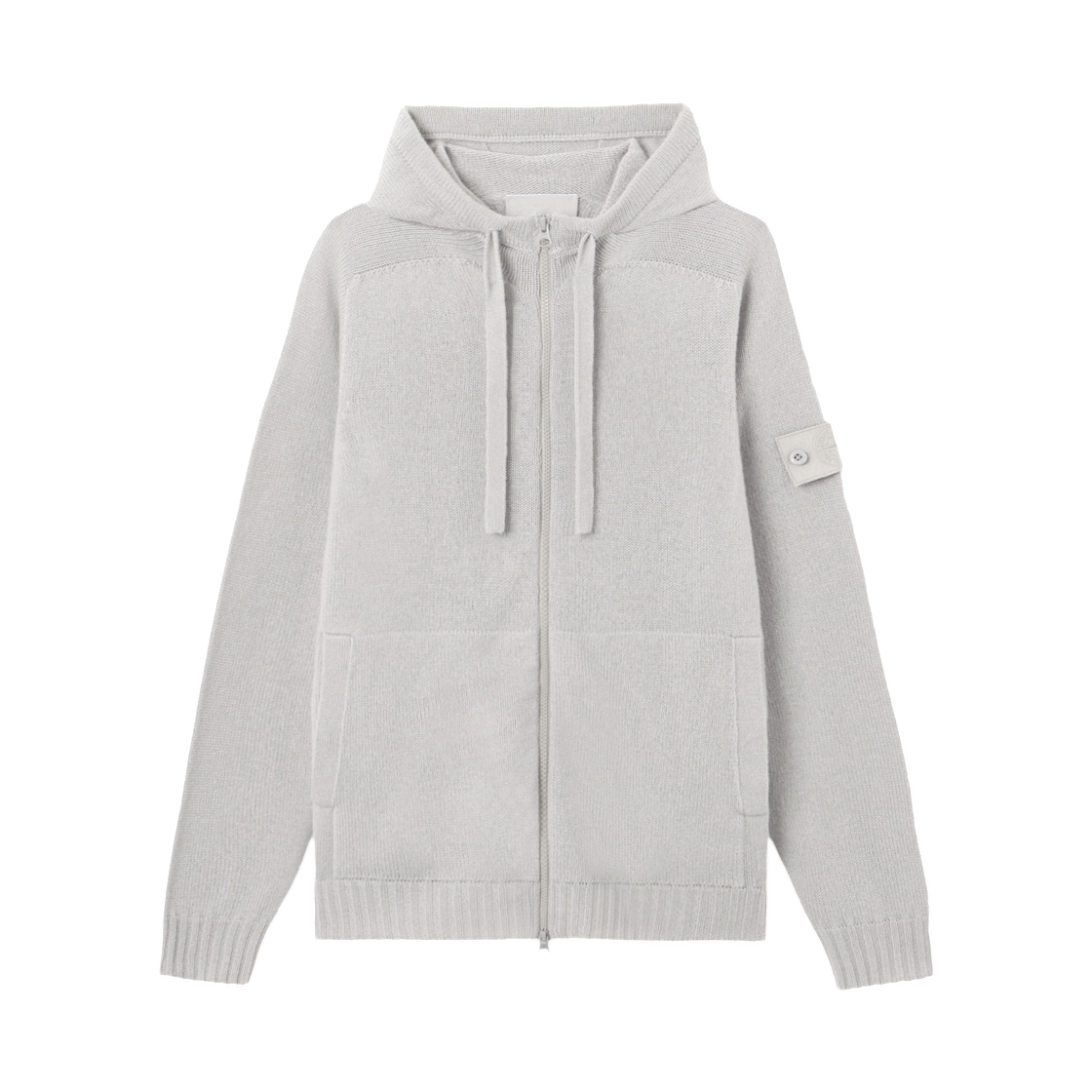 L1S1551000-35S01FF-V0064 Stone Island 5100035 Cashmere_S.I. Ghost Loose-Fit Zip-Up Hooded Jumper with Raglan Sleeves Dust Grey - 26SS