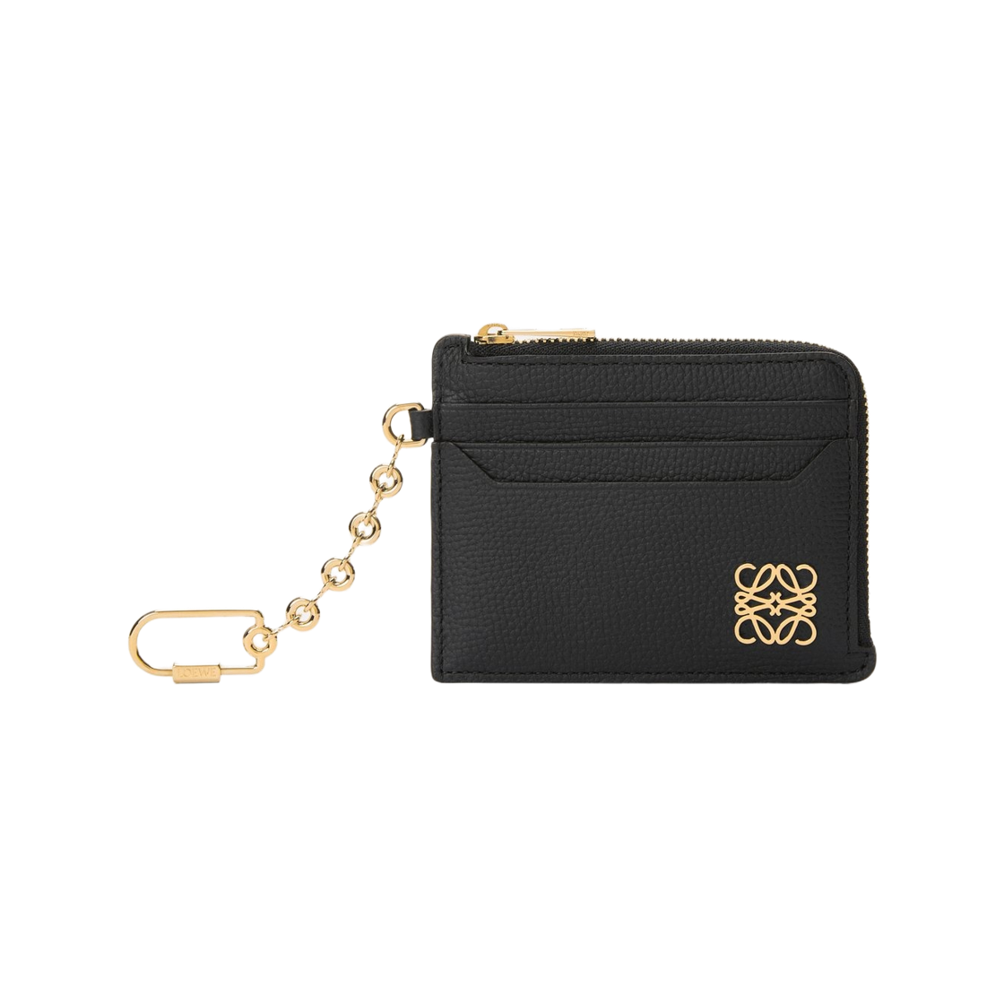 로에베 페블 그레인드 카프스킨 아나그램 스퀘어 코인 카드 홀더 블랙 골드(Loewe Anagram Square Coin Card Holder in Pebble Grained Calfskin Black Gold) - 1
