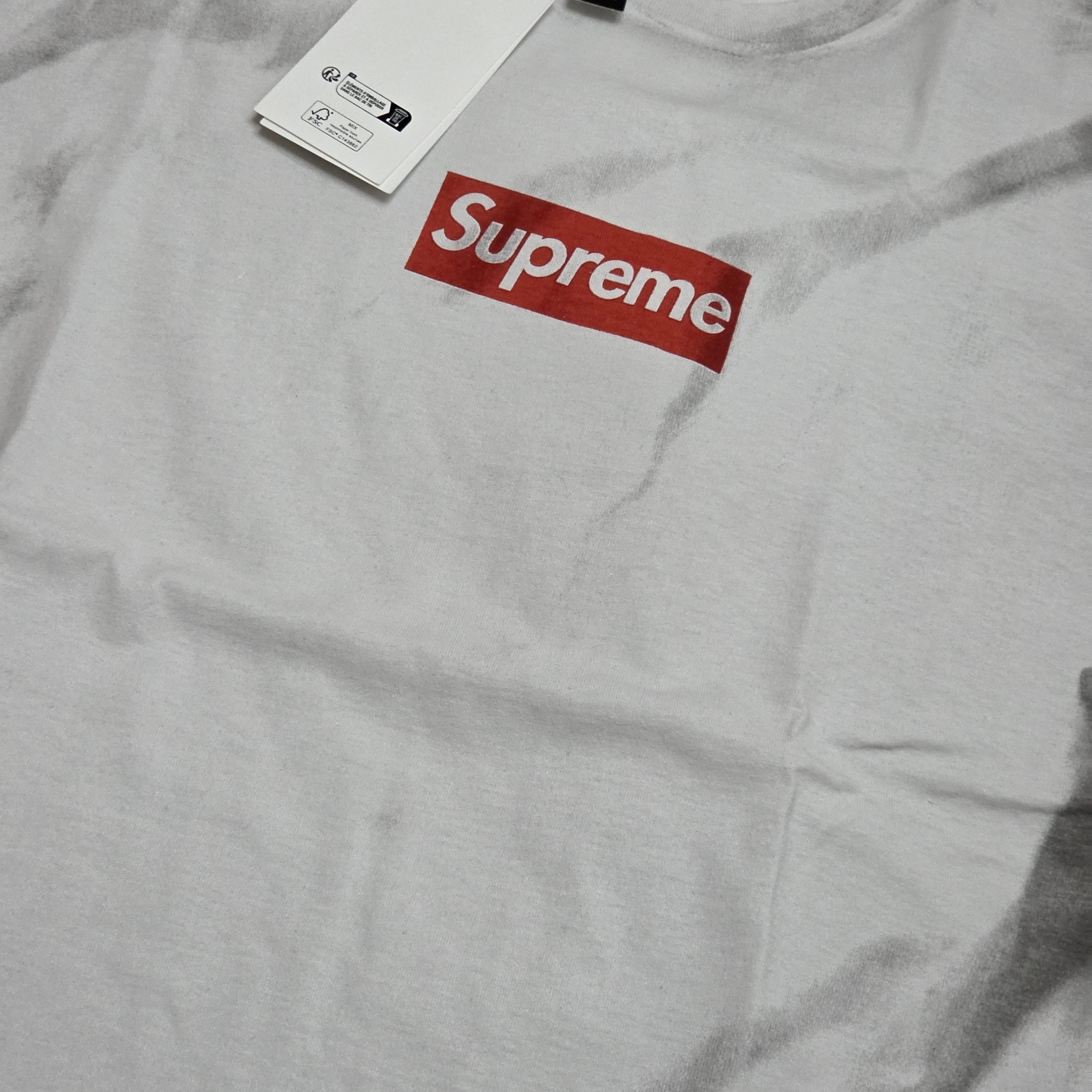 Supreme x MM6 Maison Margiela Box Logo T-Shirt White - 24SS 착용 스타일