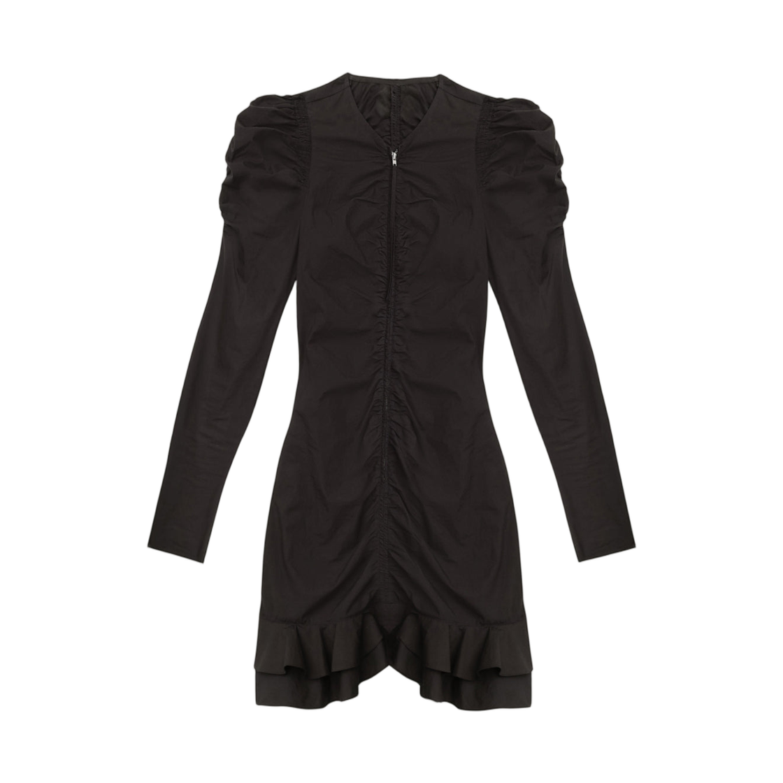 RO0685FA-C1J06E-01BK (W) Isabel Marant Briali Short Zippered Crisp Cotton Dress Black