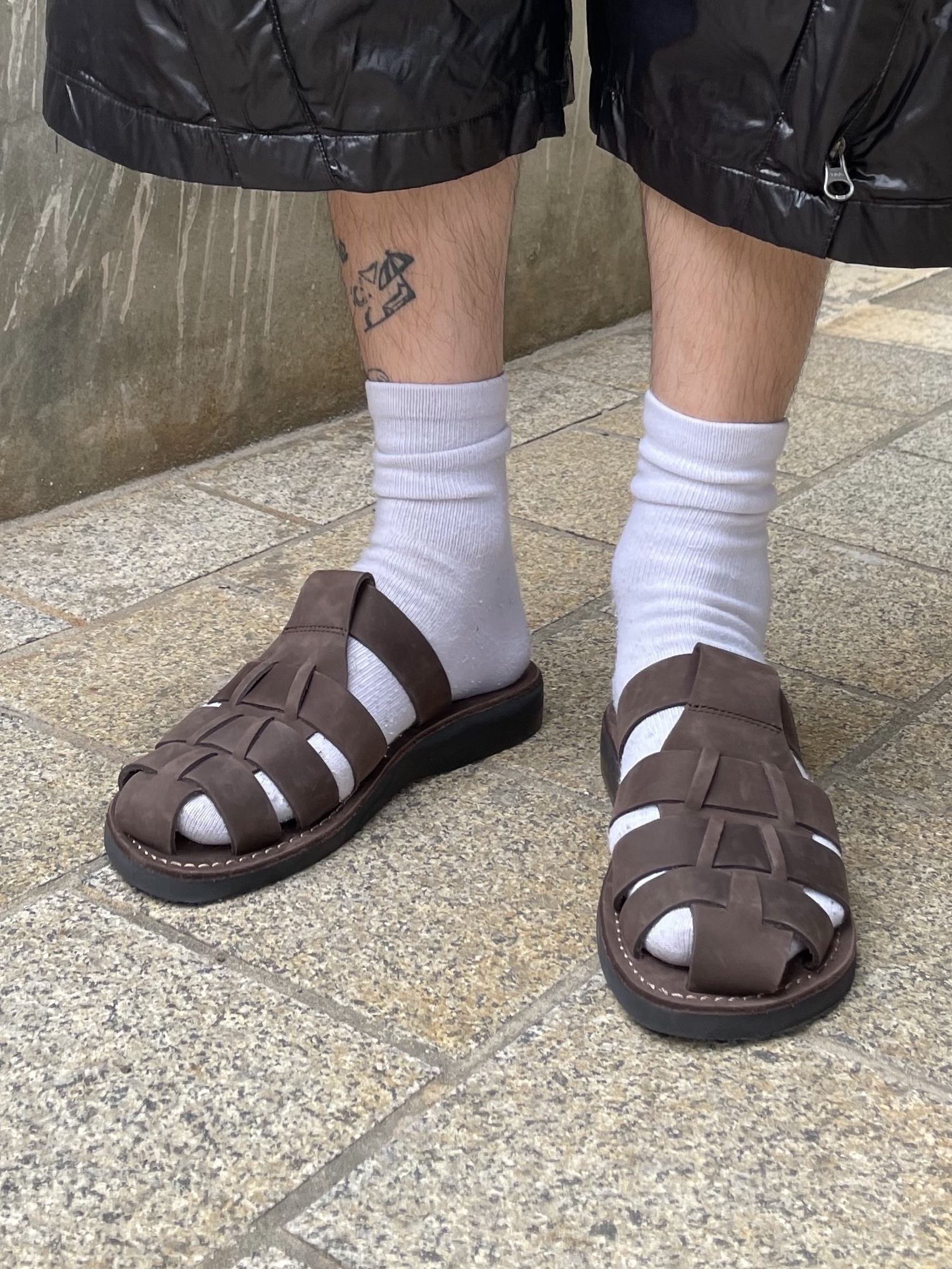 JERUSALEM SANDALS 1063NN Michael Slide Brown 착용 스타일 - 3