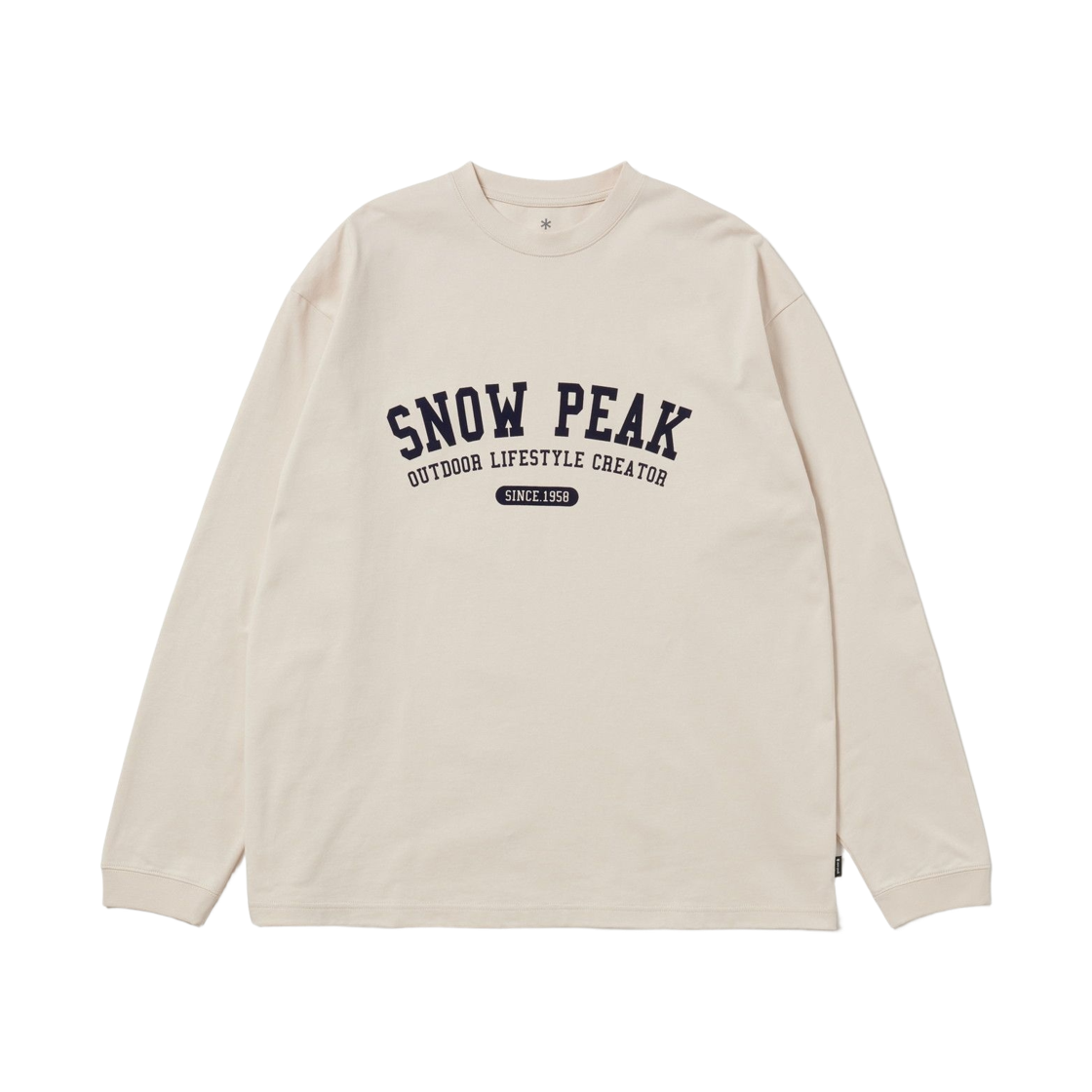 스노우 피크 바시티 로고 롱슬리브 티셔츠 오프 화이트(Snow Peak Varsity Logo Long Sleeve T-Shirt Off White)