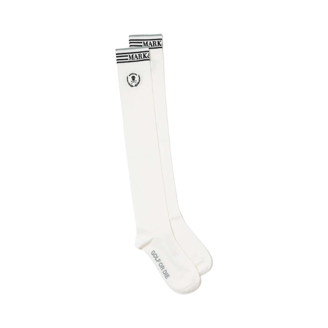 MLF-6A-FS33 (W) Mark & Lona Laurel Skull Over Knee Socks White