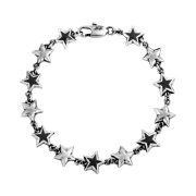 Twojeys Black Enameled Stars Bracelet Silver - 26FW
