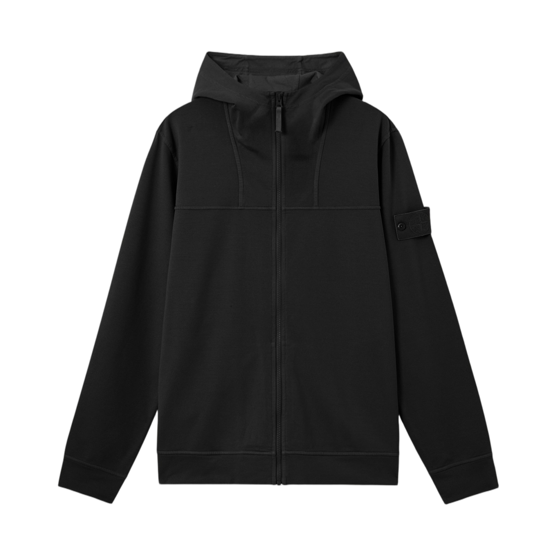 L1S1561000-24S00F3-V0029 Stone Island 6100024 Cotton Stretch Fleece_S.I. Ghost Regular-Fit Zip-Up Hooded Sweatshirt with Pockets Black - 26SS