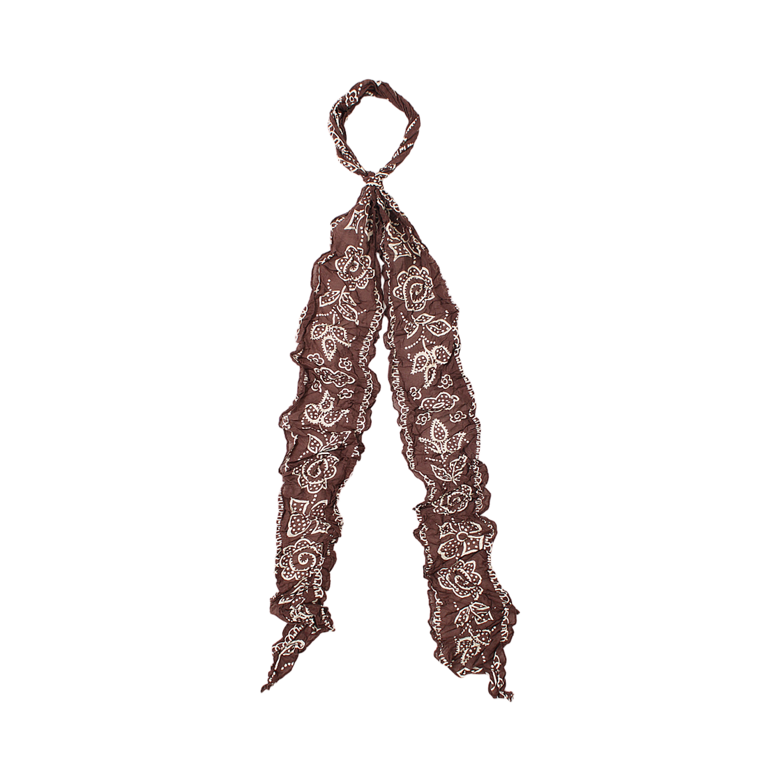 K2604XM525 Kapital Washed Silk Moga Scarf Escargot Flower Brown