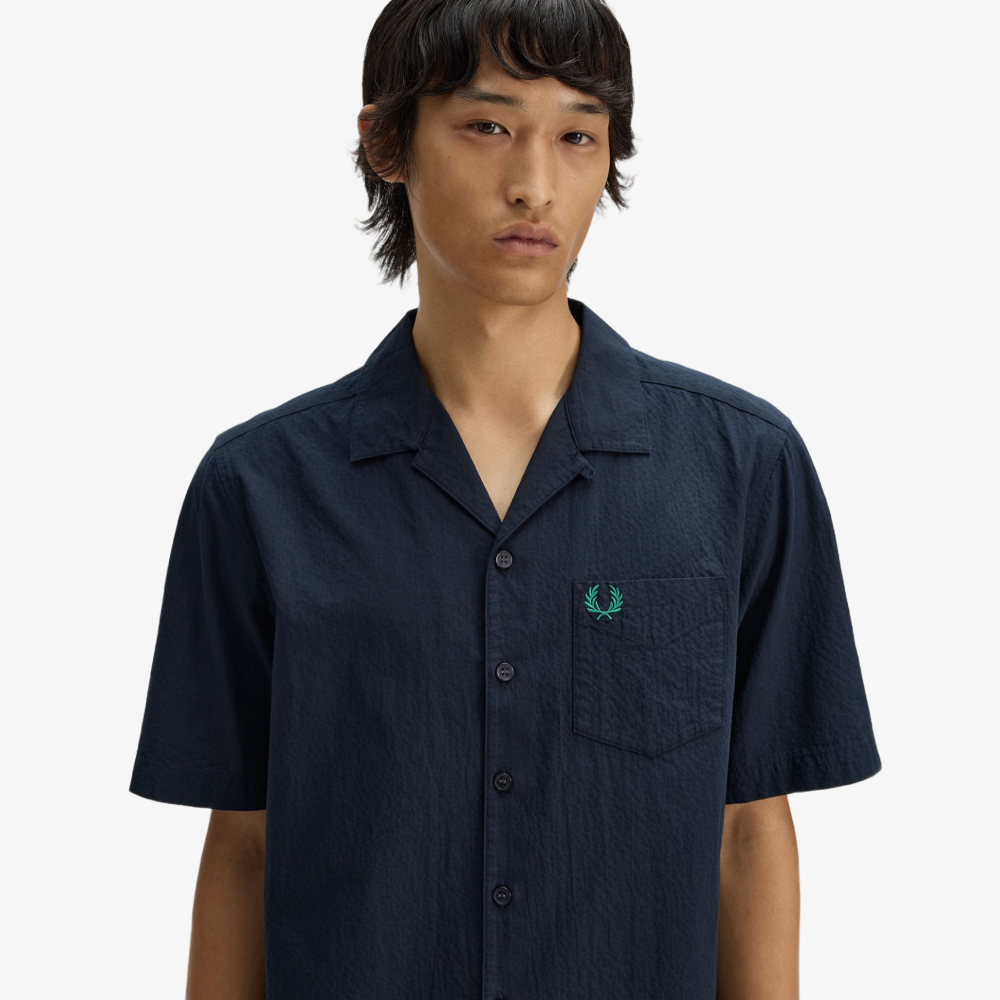 프레드페리 시어서커 리비어 칼라 셔츠 네이비(Fred Perry Seersucker Revere Collar Shirt Navy) - 4