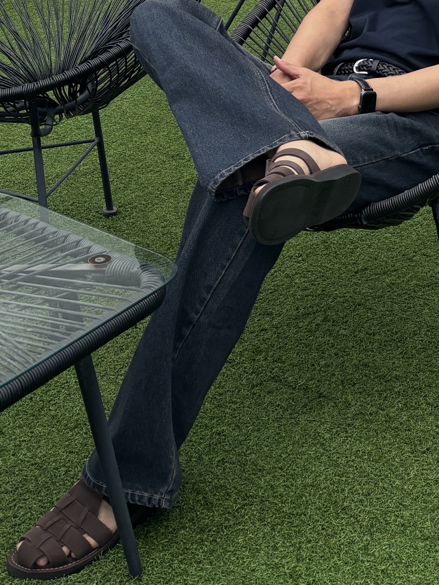 JERUSALEM SANDALS 1063NN Michael Slide Brown 착용 스타일 - 3