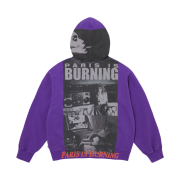 Supreme Paris Is Burning Zip Up Hooded Sweatshirt Purple - 26SS