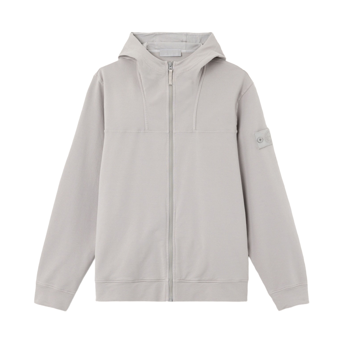 L1S1561000-24S00F3-V0064 Stone Island 6100024 Cotton Stretch Fleece_S.I. Ghost Regular-Fit Zip-Up Hooded Sweatshirt with Pockets Dust Grey - 26SS