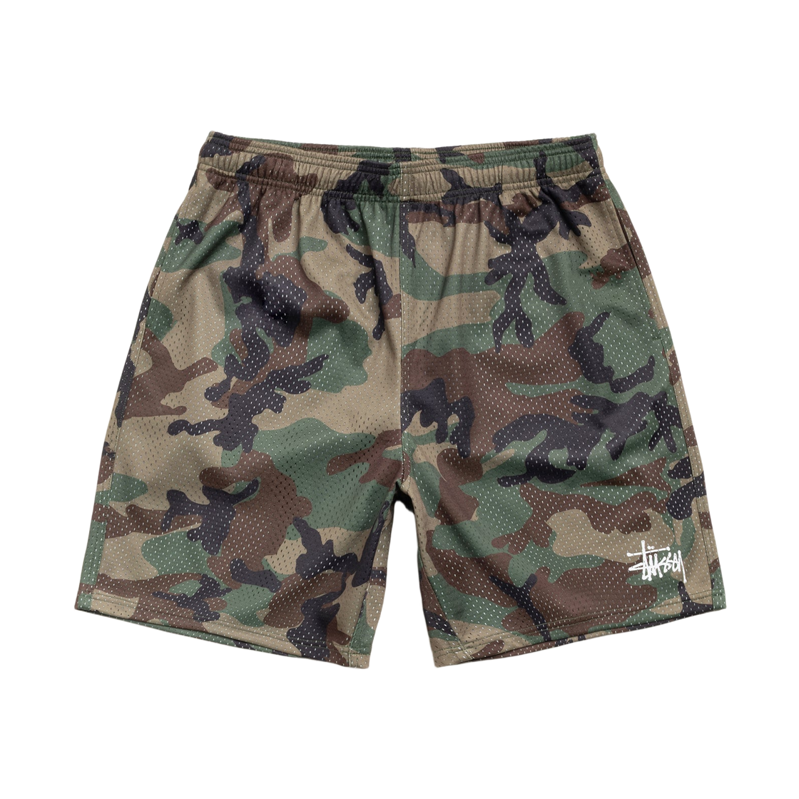 112335 Stussy Basic Mesh Shorts Woodland Camo