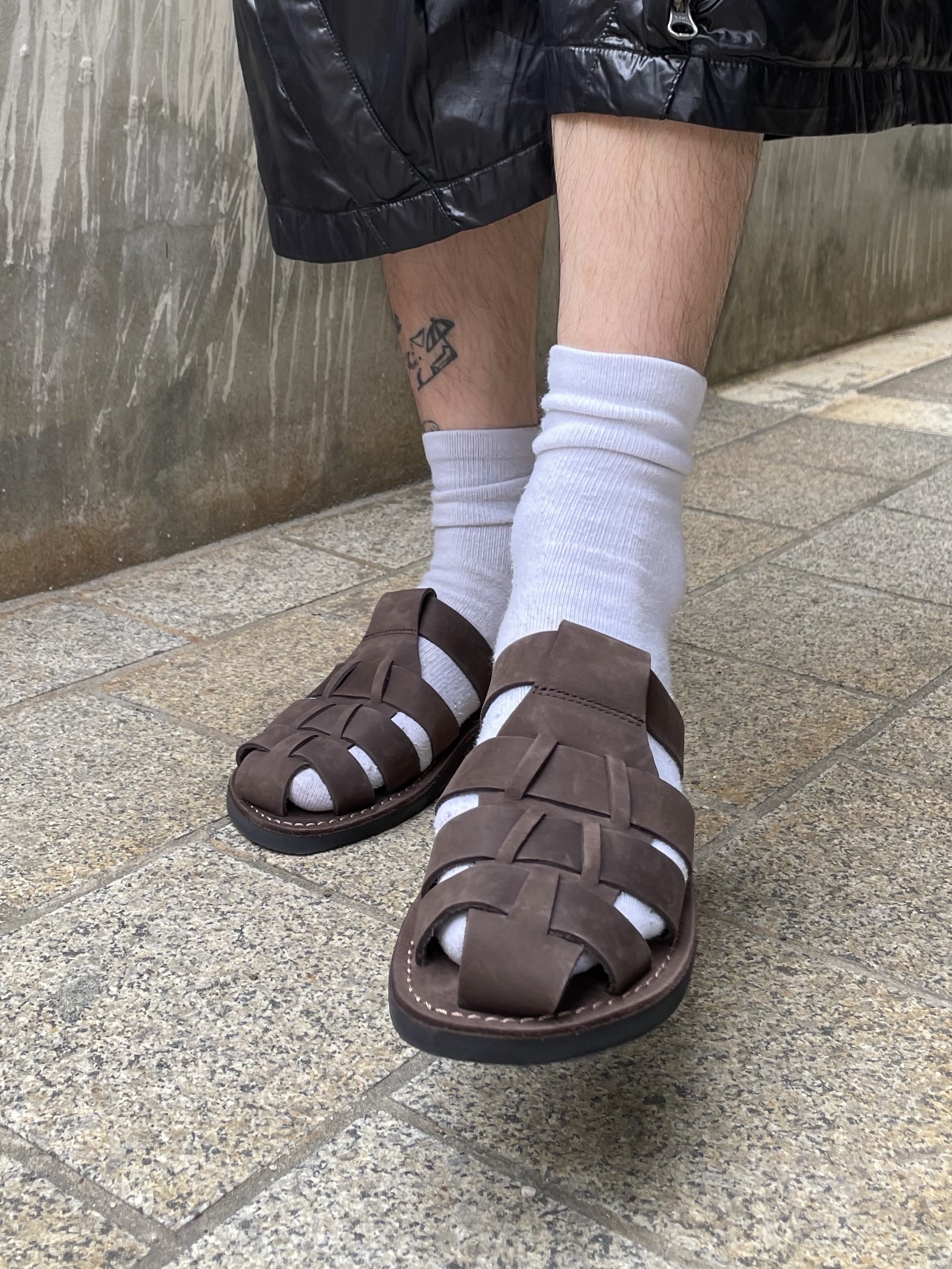 JERUSALEM SANDALS 1063NN Michael Slide Brown 착용 스타일 - 2