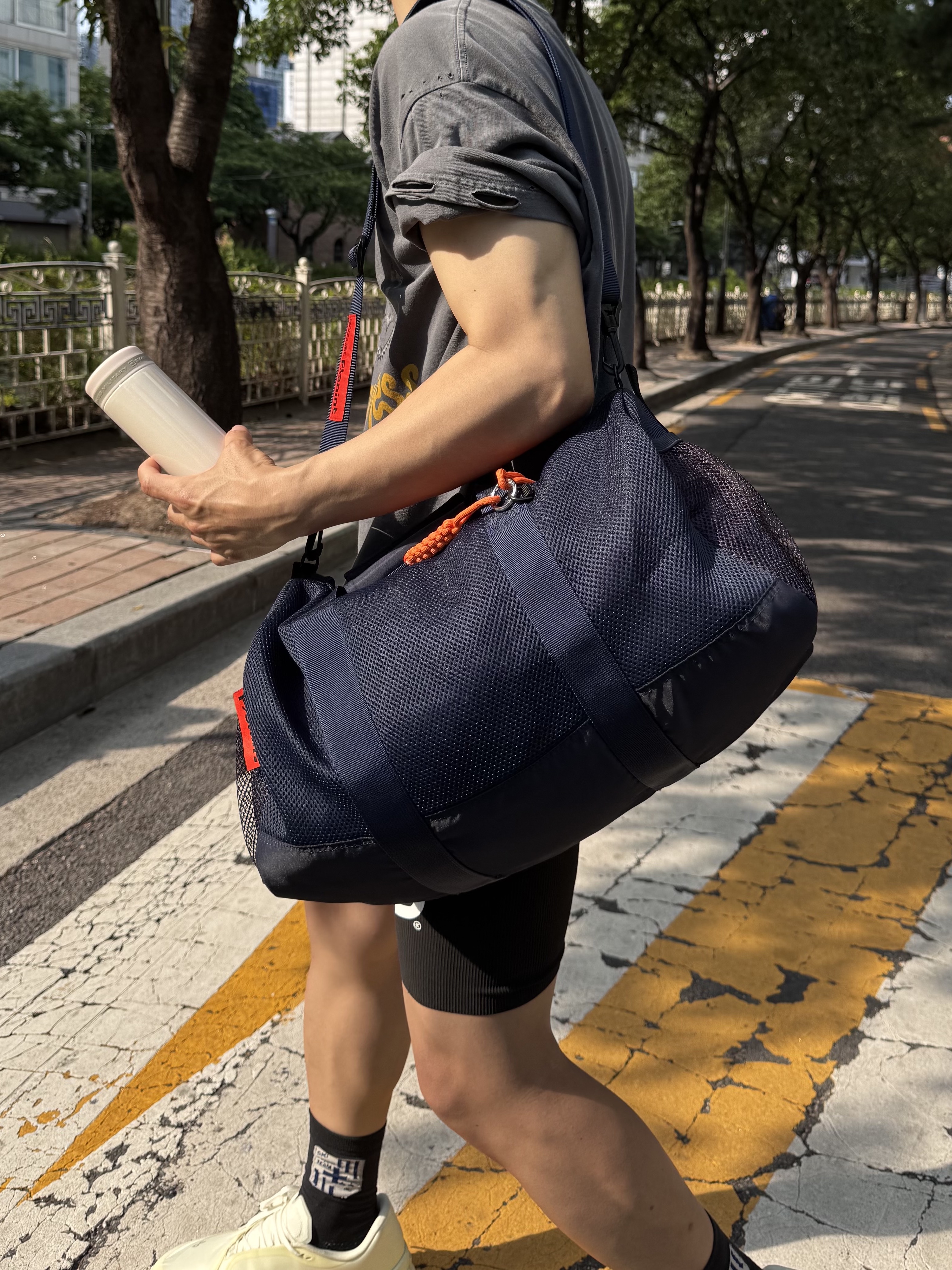 On Running x Post Archive Faction (Paf) Cloudmonster 2 Seedling White, UVU Half Tight 2.0 Black 착용 스타일 - 9
