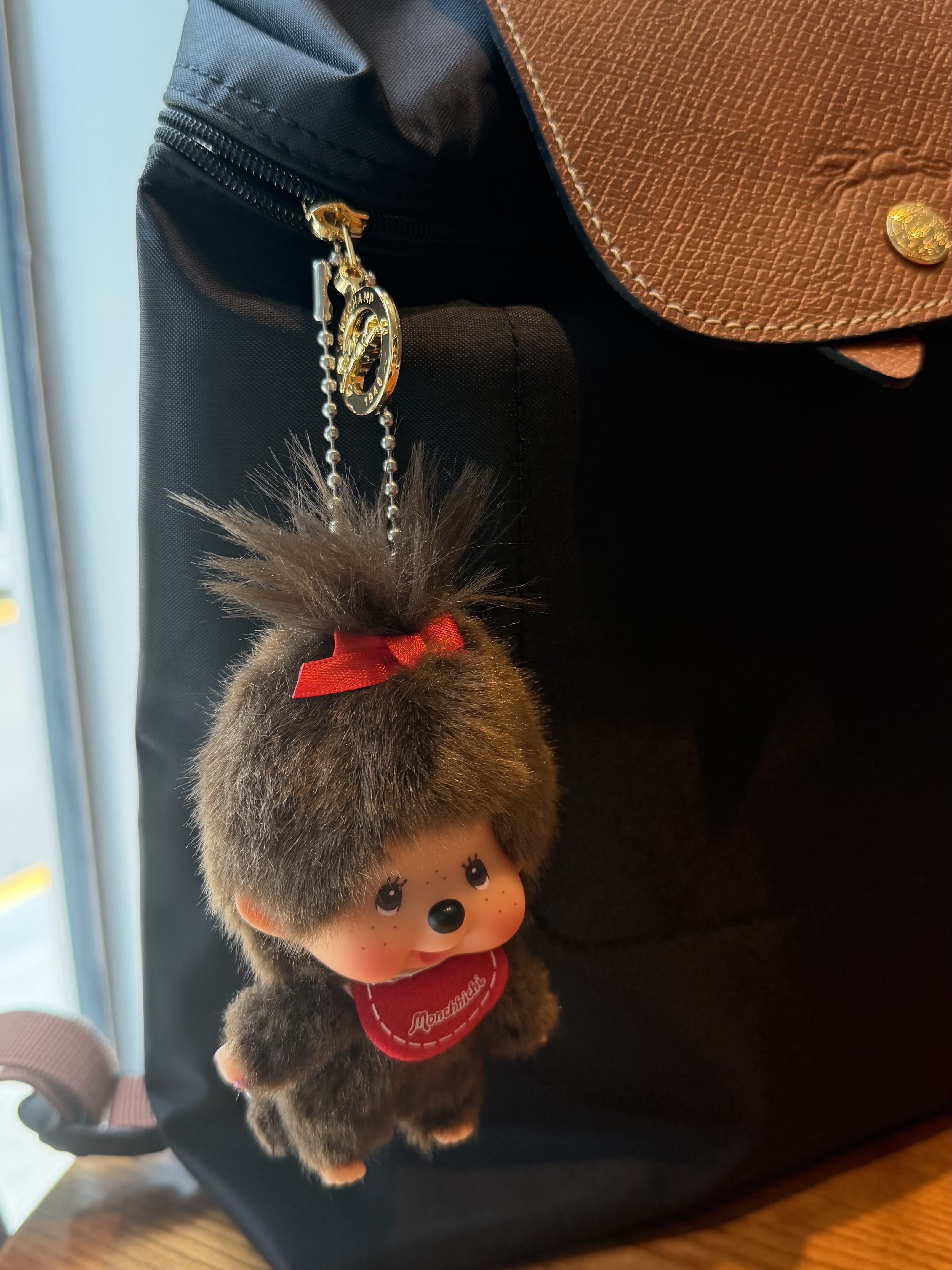 Monchhichi Bighead SS Girl Key Chain Brown, Longchamp Le Pliage Original M Backpack Black 착용 스타일