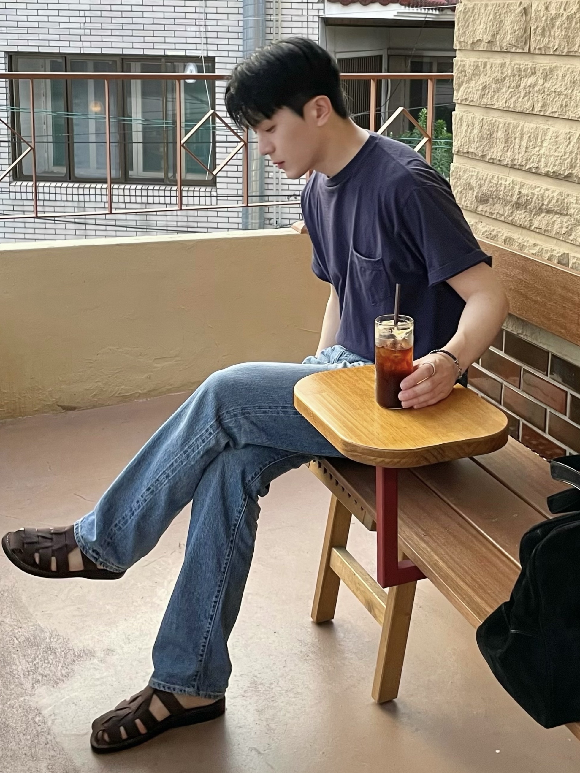 JERUSALEM SANDALS 1063NN Michael Slide Brown 착용 스타일 - 4