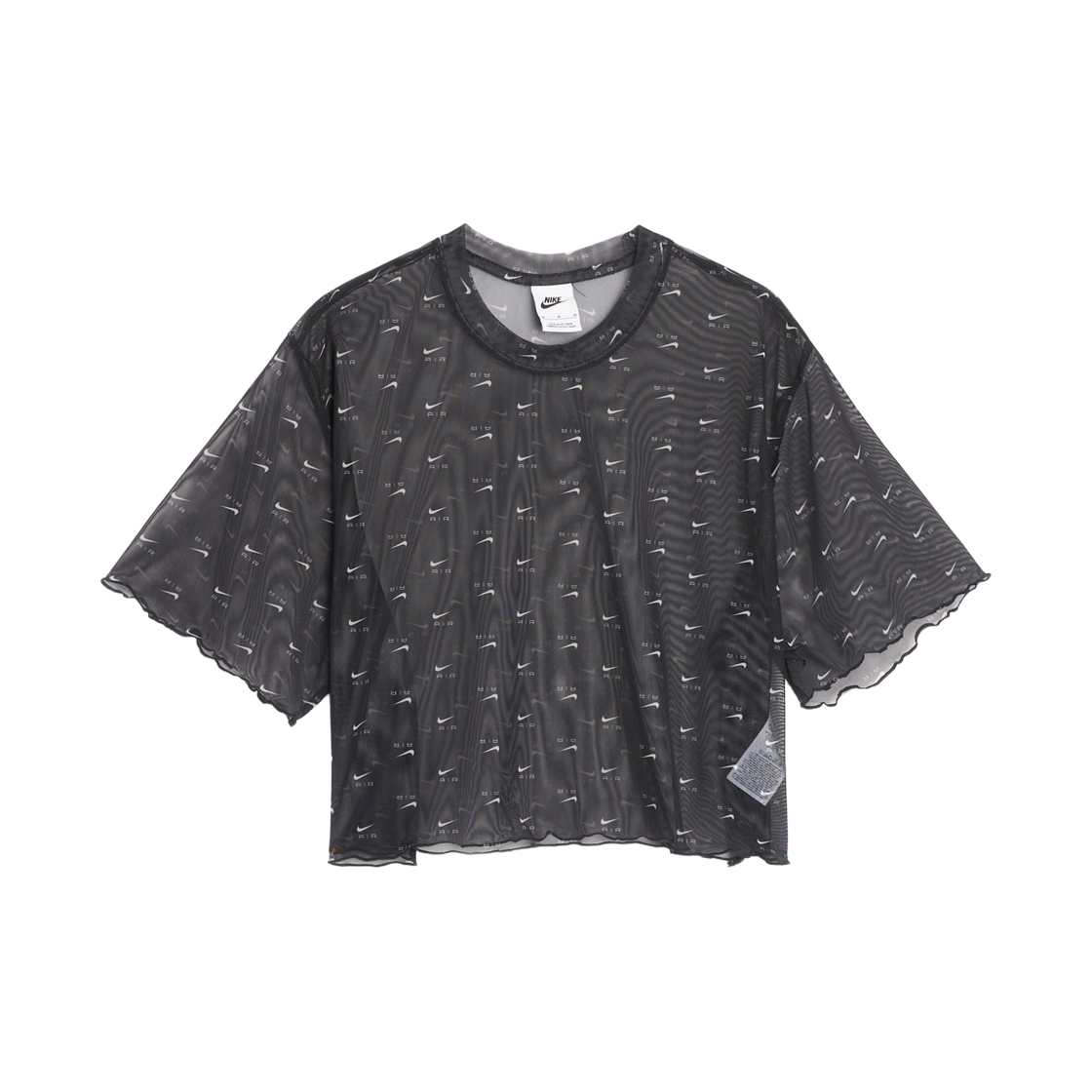 DV8245-010 (W) Nike Air Printed Mesh Short Sleeve Crop Top Black - US/EU
