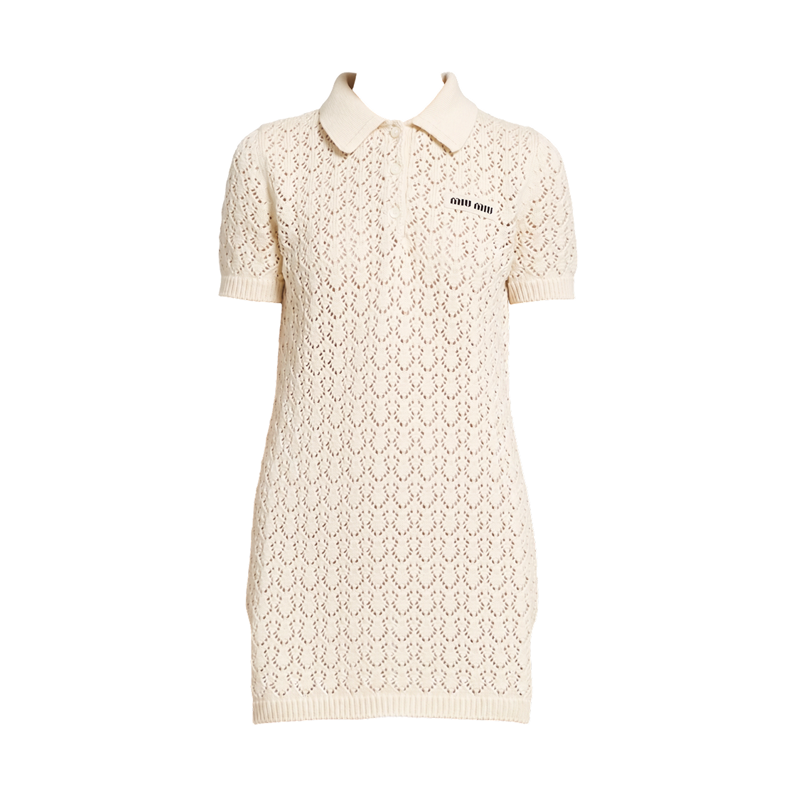 (W) 미우 미우 코튼 폴로 미니 드레스 베이지((W) Miu Miu Cotton Polo Mini Dress Beige)