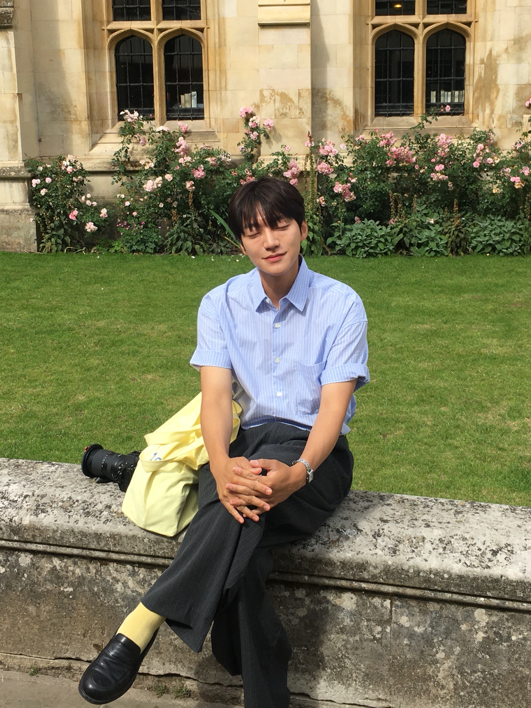 noun Daily Shirts Stripe Blue, noun Easeful Tote Bag Lemon 착용 스타일 - 1