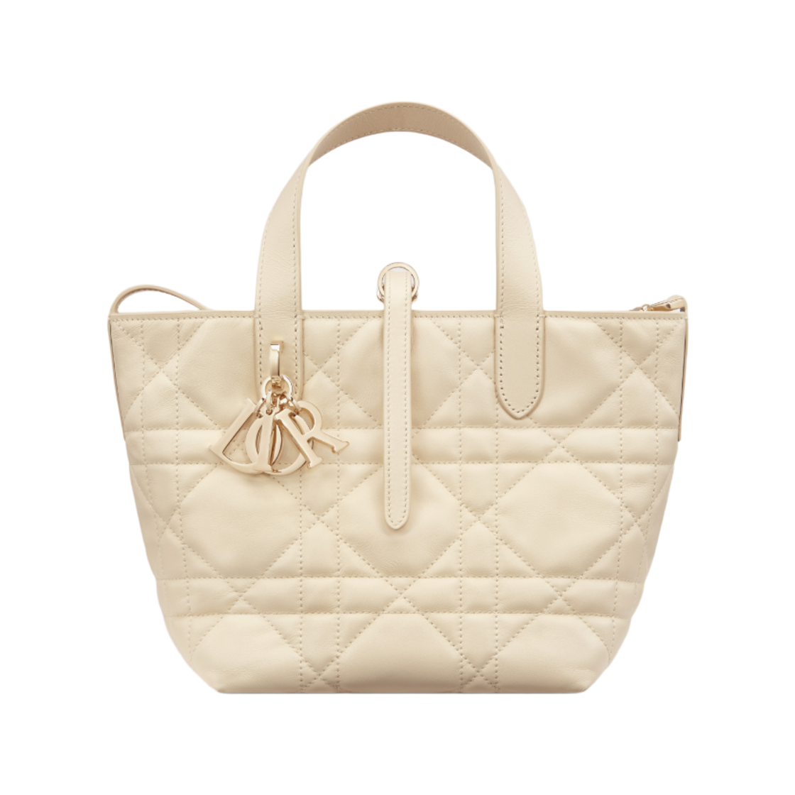 M2835OSNW-M70U Dior Macrocannage Calfskin Small Toujours Vertical Tote Bag Light Beige