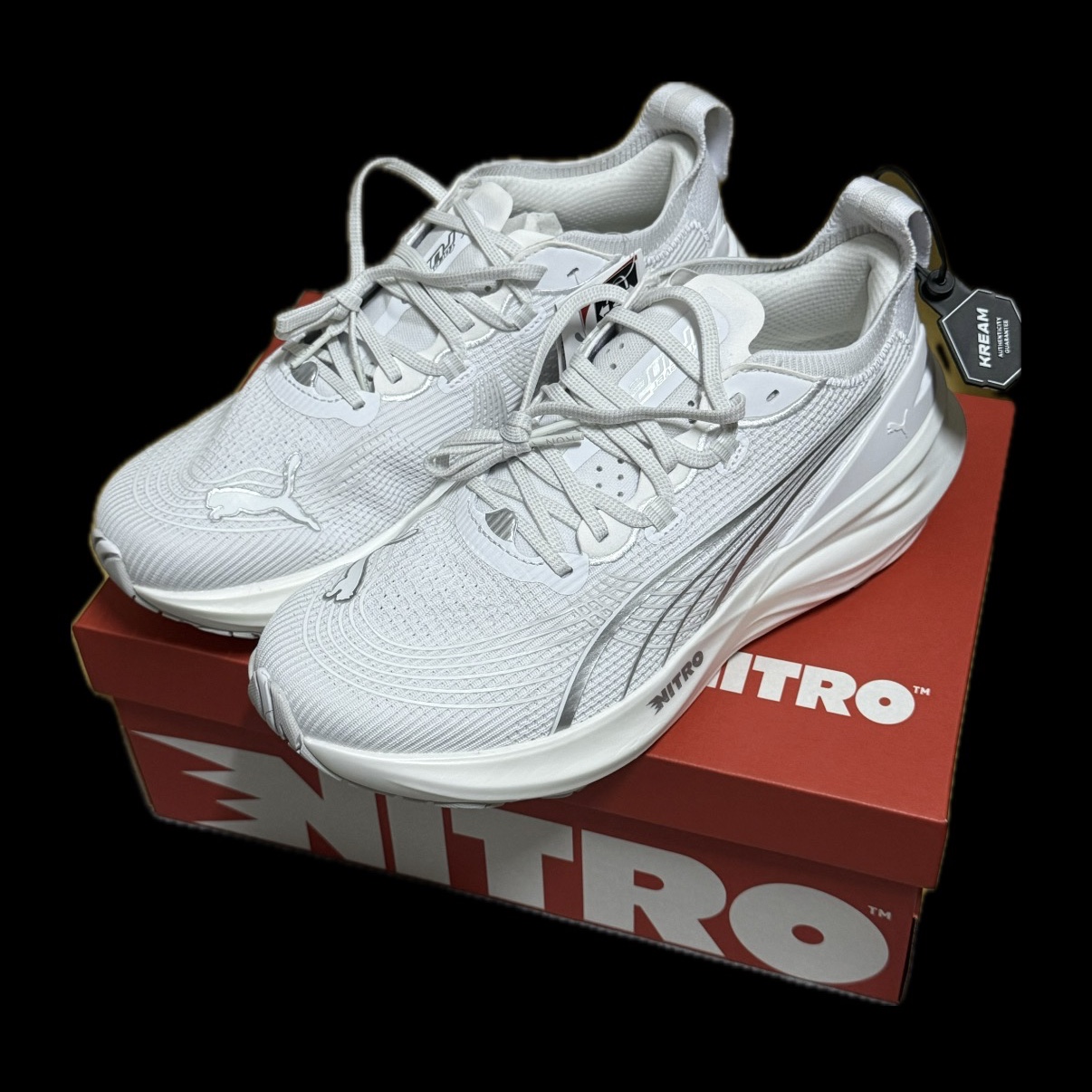 Puma Foreverrun Nitro 2 Wide White Silver 착용 스타일 - 1