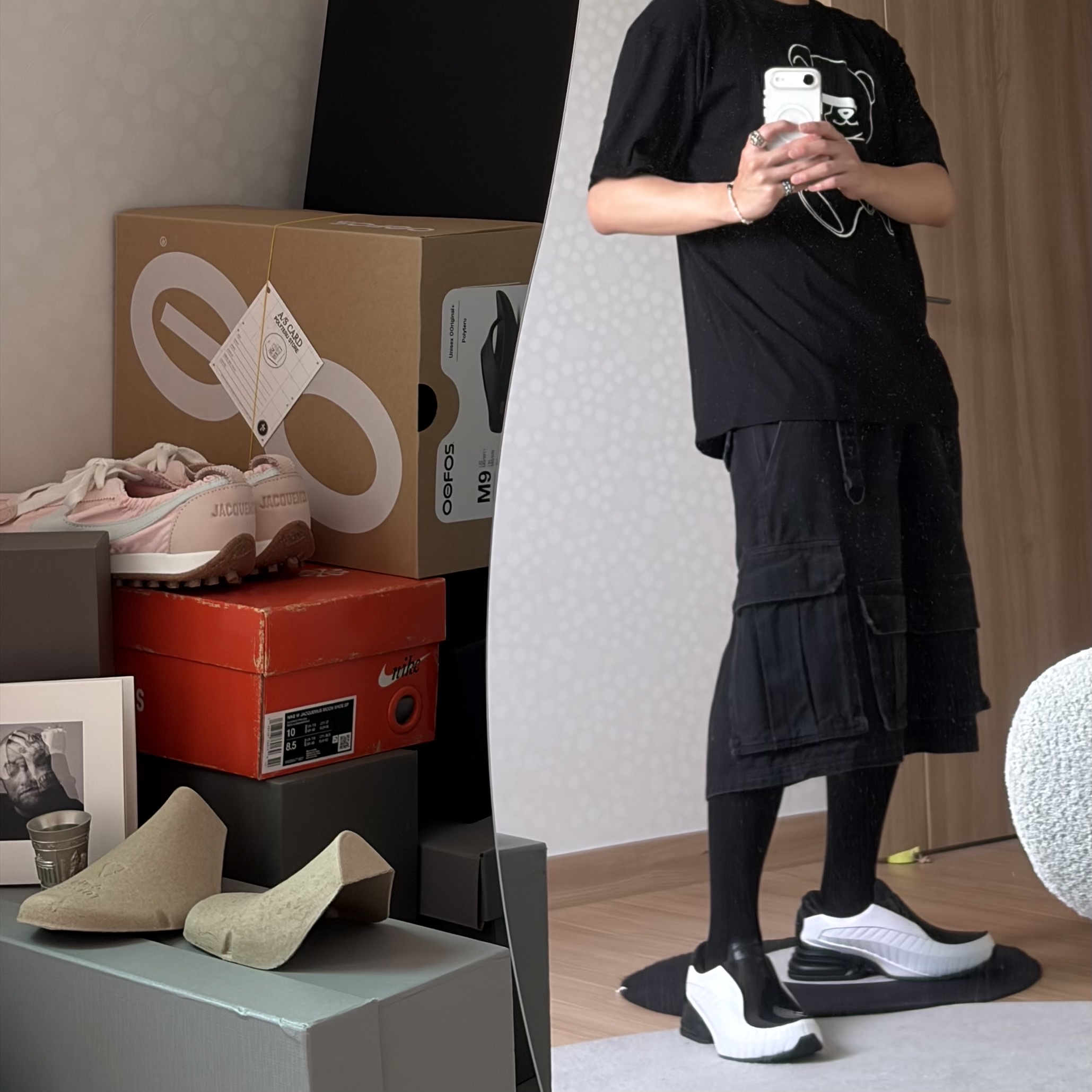 Saint Laurent Suede Loafer Brown, Nike x Comme des Garcons Homme Plus Air Max Dolce SP White Black 착용 스타일 - 2