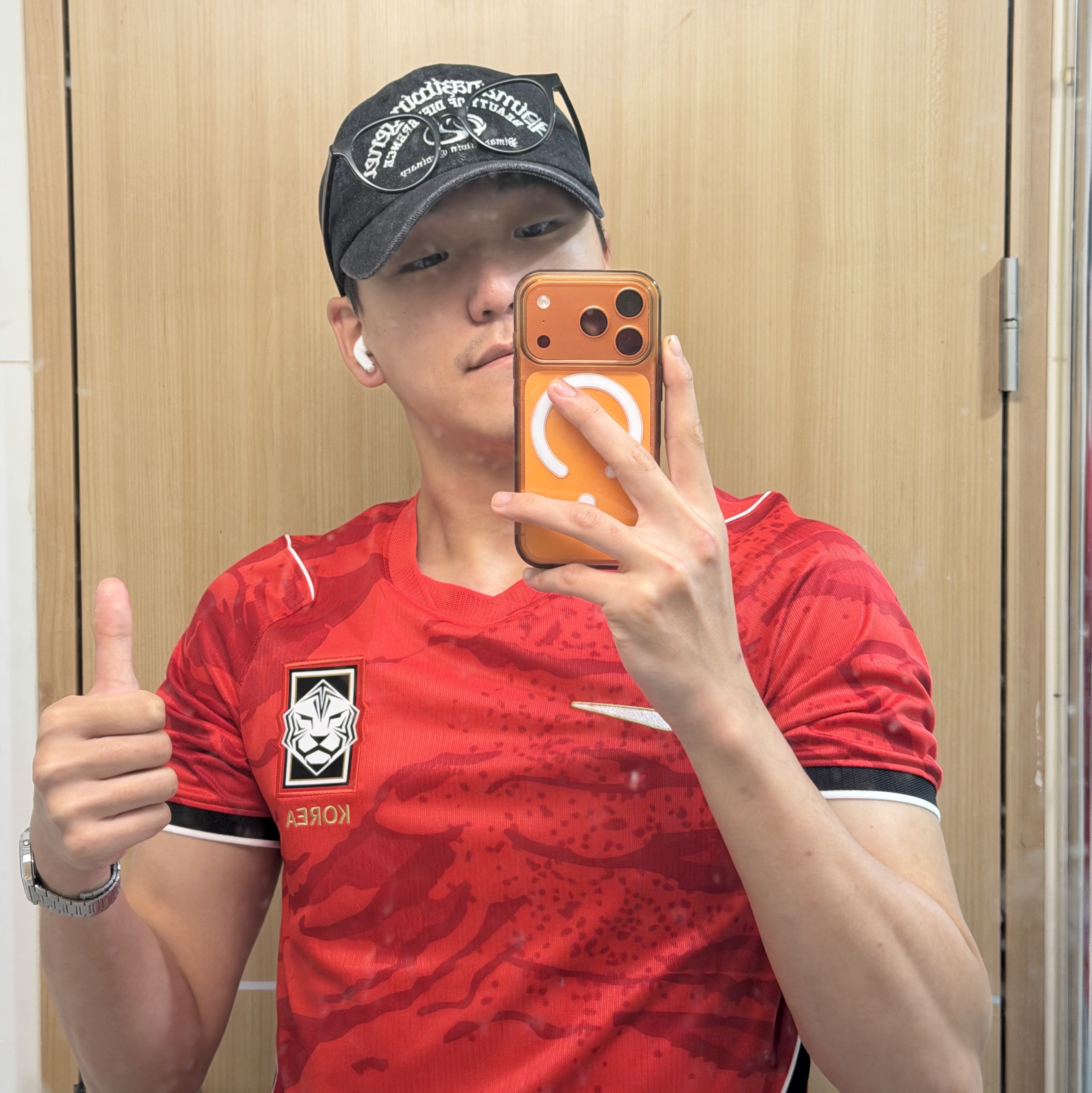Nike Korea 2026 Stadium Home Dri-Fit Soccer Replica Jersey Global Red Black (Non Marking Ver.) 착용 스타일 - 2