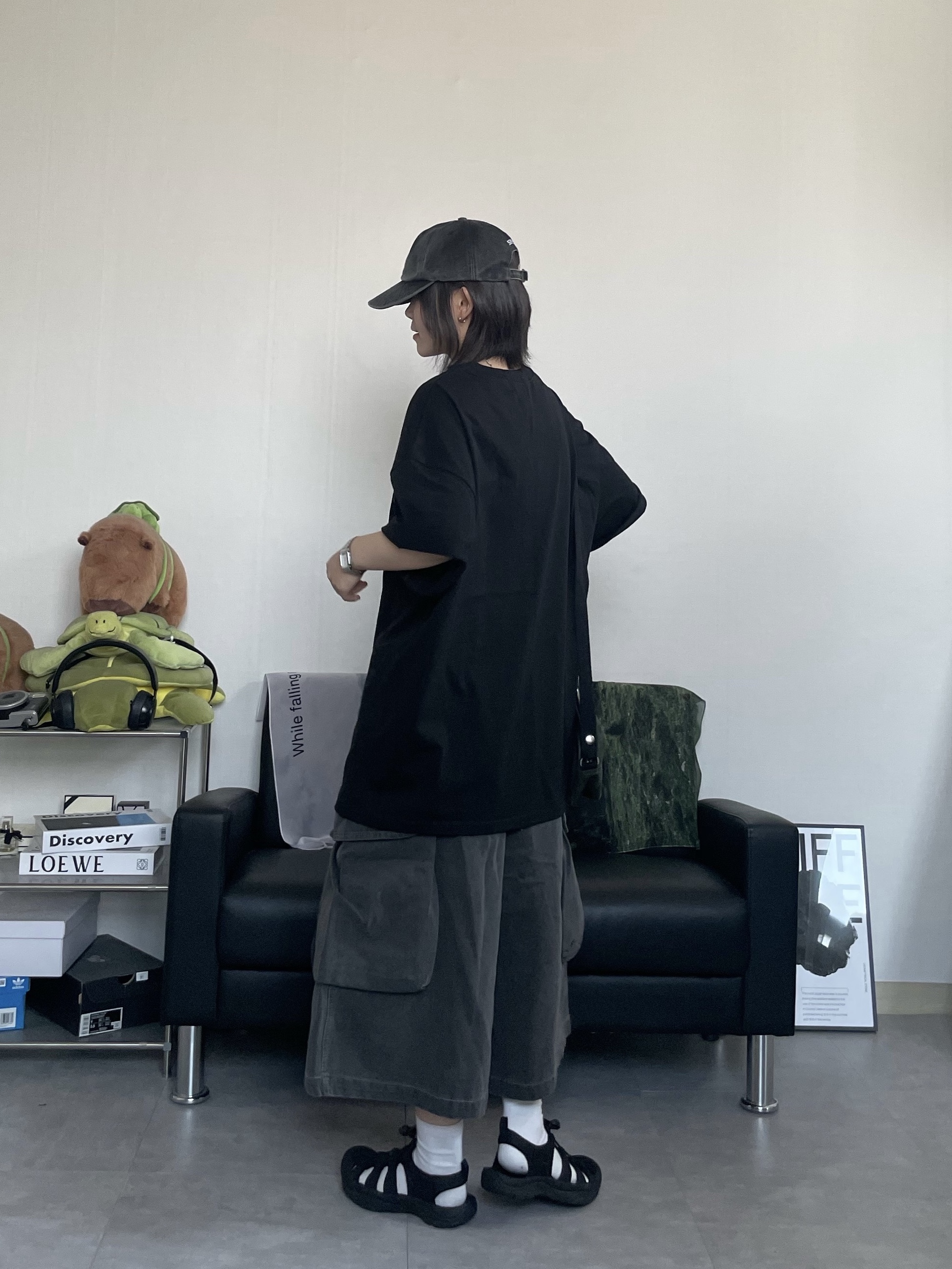 Supreme Pigment Canvas S Logo 6-Panel Black - 23SS, (W) Keen Newport H2 Triple Black 착용 스타일 - 3