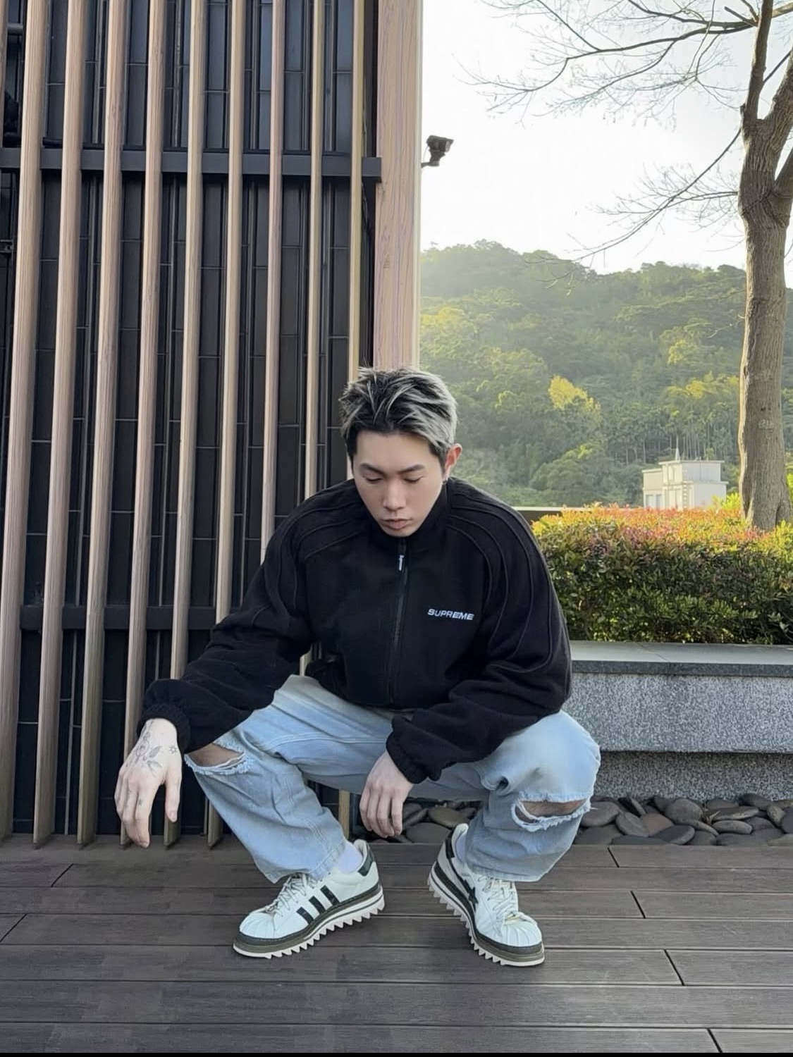 Adidas x BAPE x Edison Chen Clot Superstar Off White Branch 착용 스타일 - 2