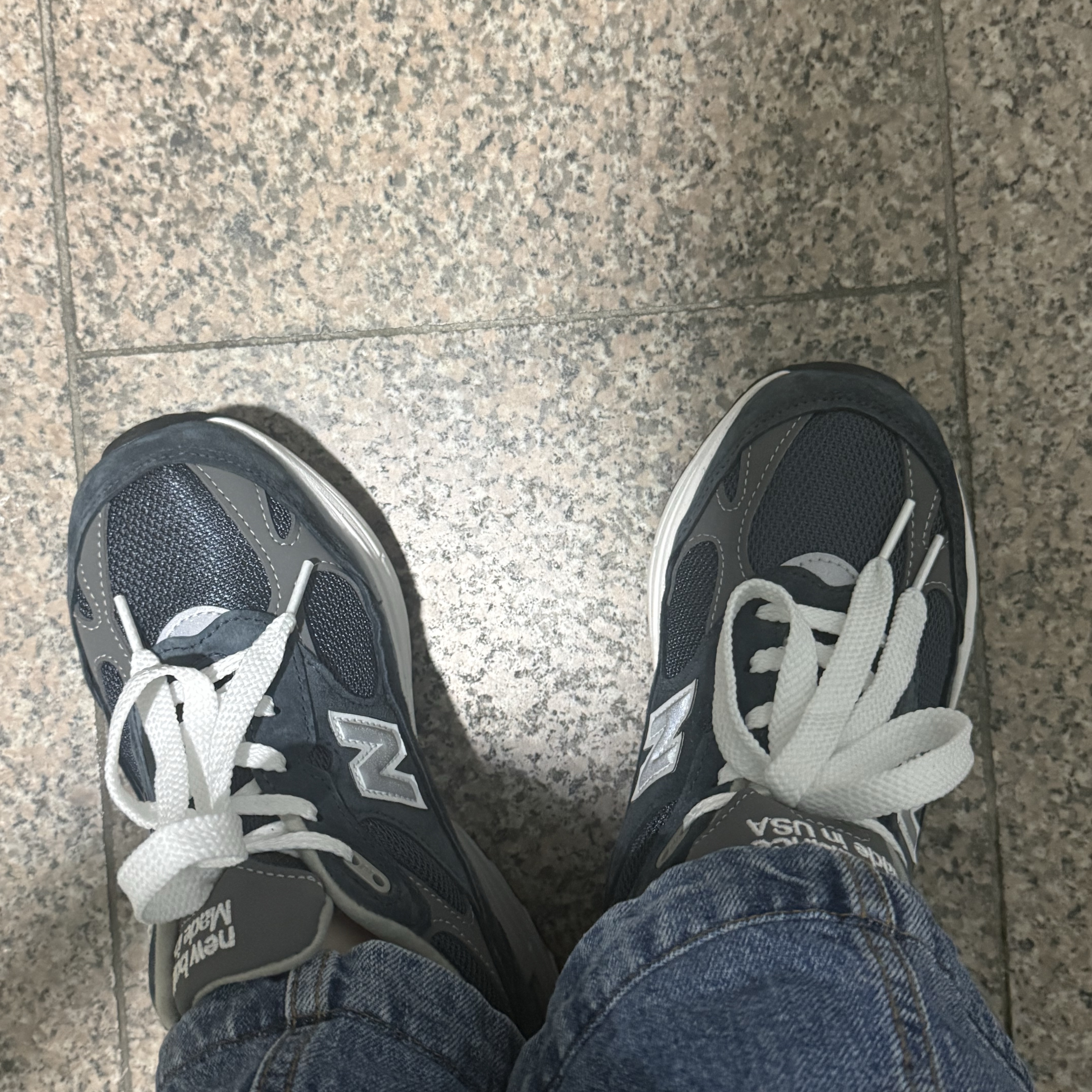 (W) New Balance 993 Made in USA Navy - D Wide 착용 스타일