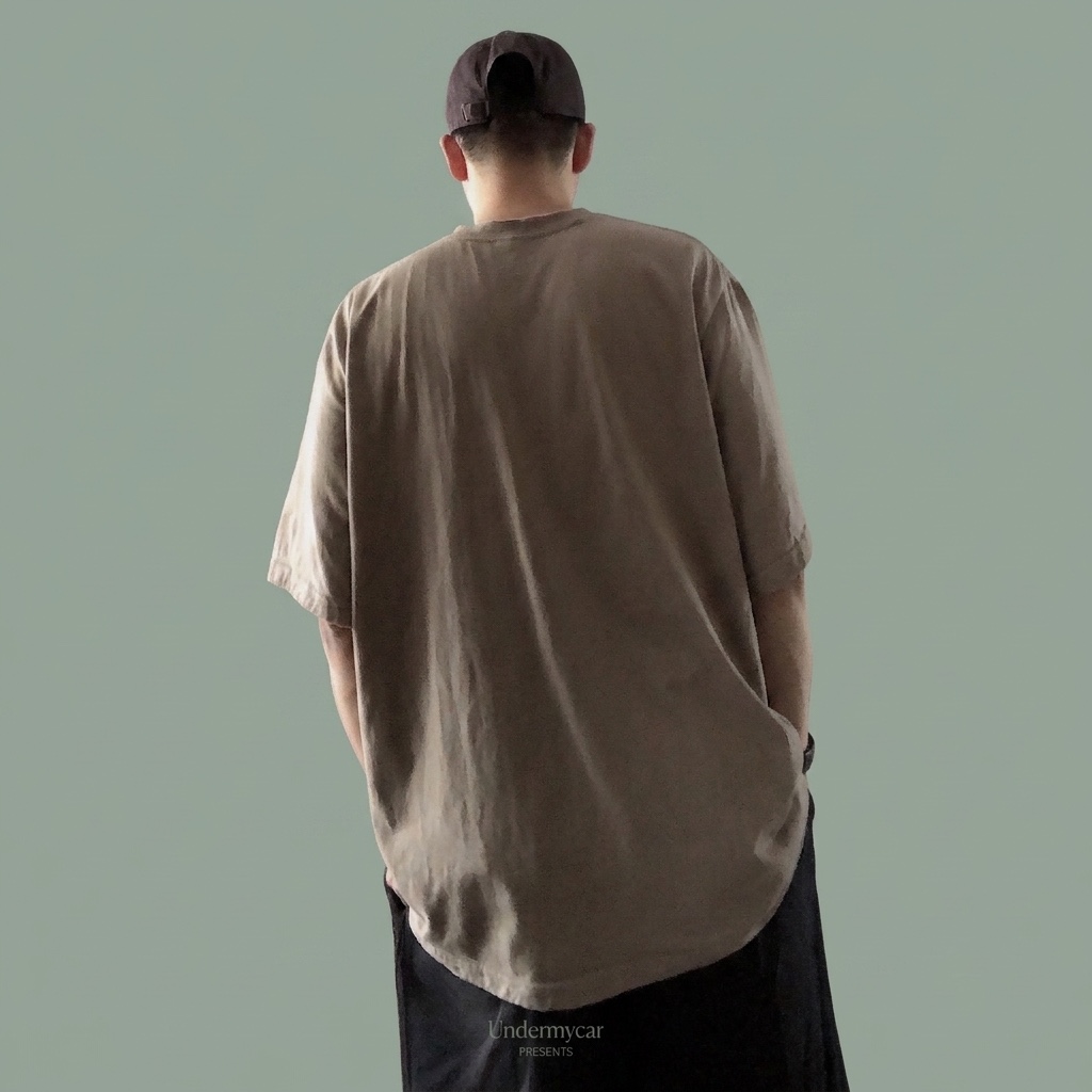 Undermycar Mu.05 Anti Fxxking Logo Play Oversized T-Shirts Taupe 착용 스타일 - 2