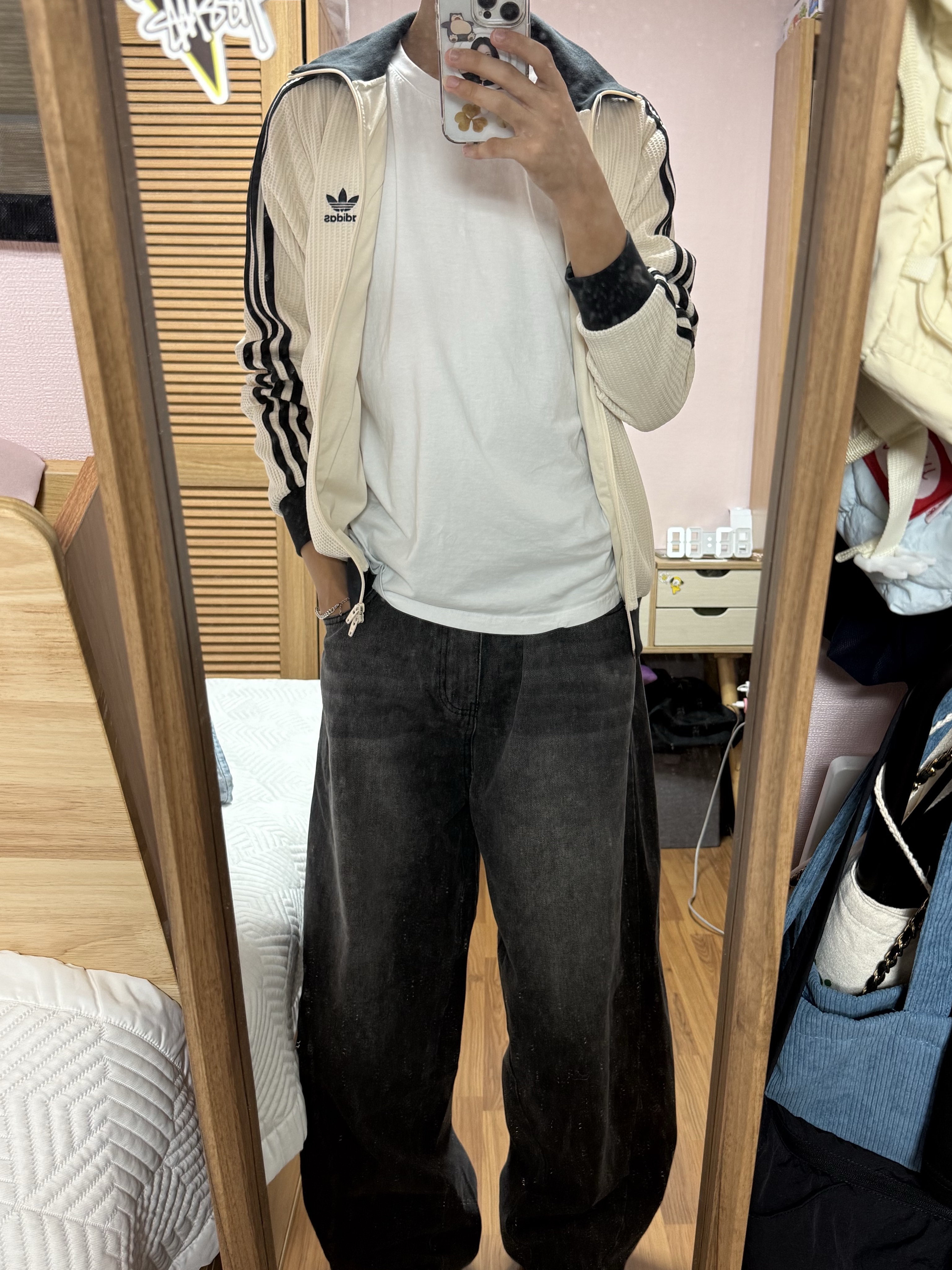 Adidas Waffle Beckenbauer Track Top Wonder White - KR Sizing 착용 스타일