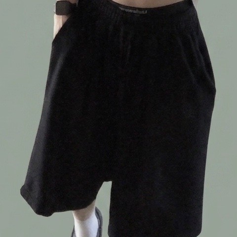 Undermycar MU.127 Classic Logo Brush Washed Sweat Shorts Black, Mu.Go Gashapon Basic Logo Drawers Black & Random 착용 스타일 - 1
