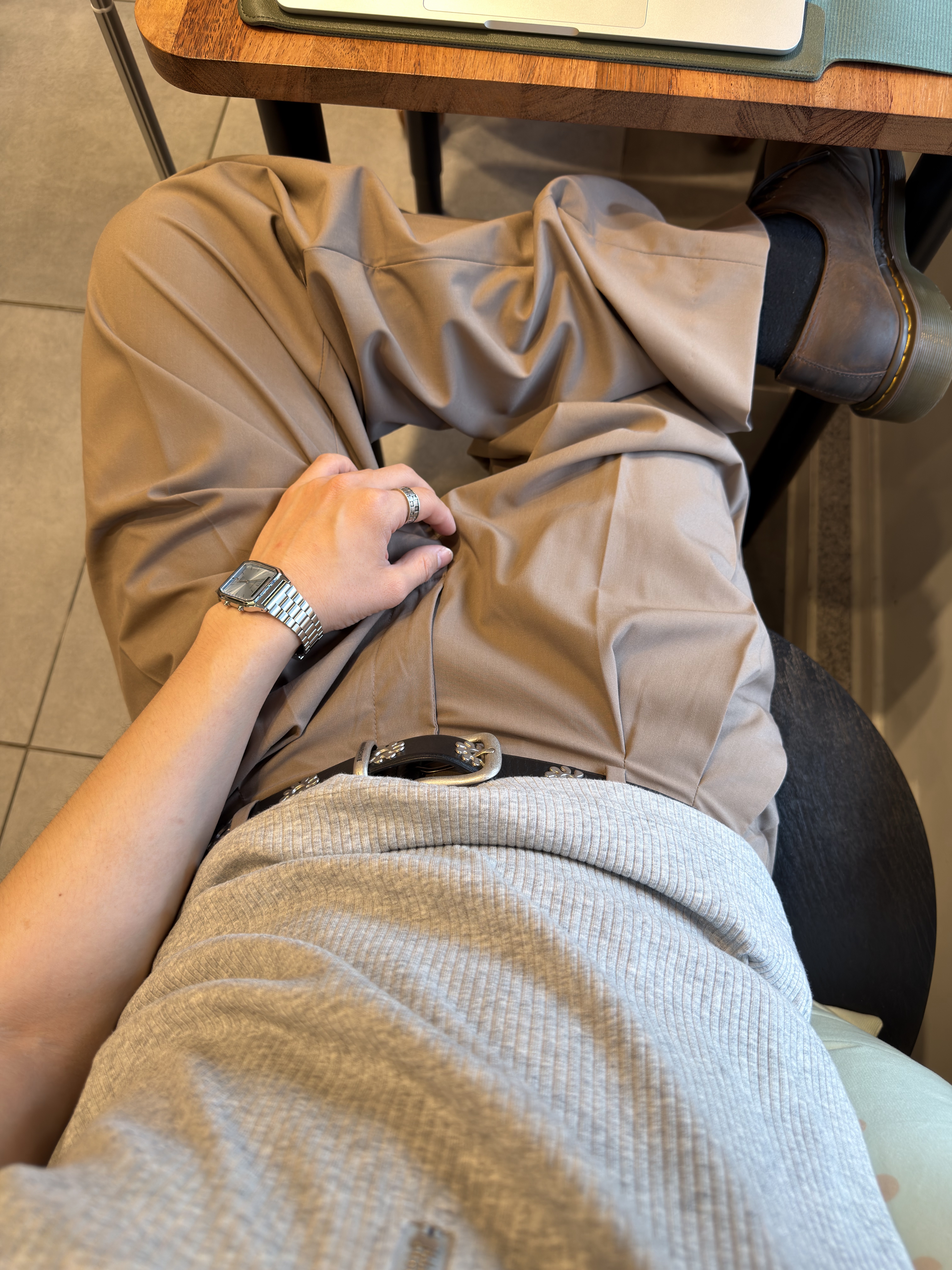TOWTOW.ARCHIVE Checker Board Ring Silver, Casio AQ-230A-2A1MQY 착용 스타일 - 1