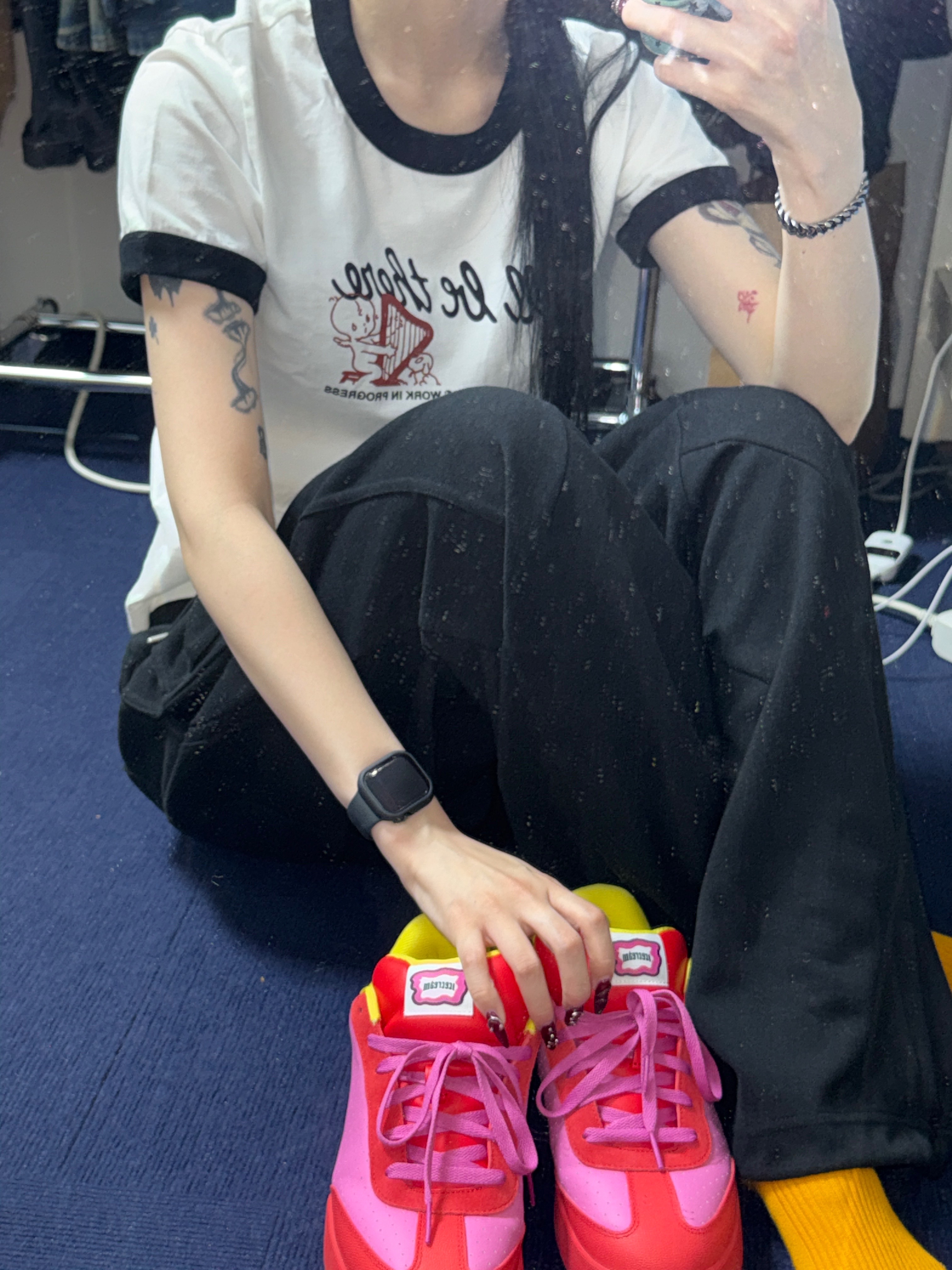 Reebok x Icecream Board Flip Skate Shoes Red Pink 착용 스타일 - 4