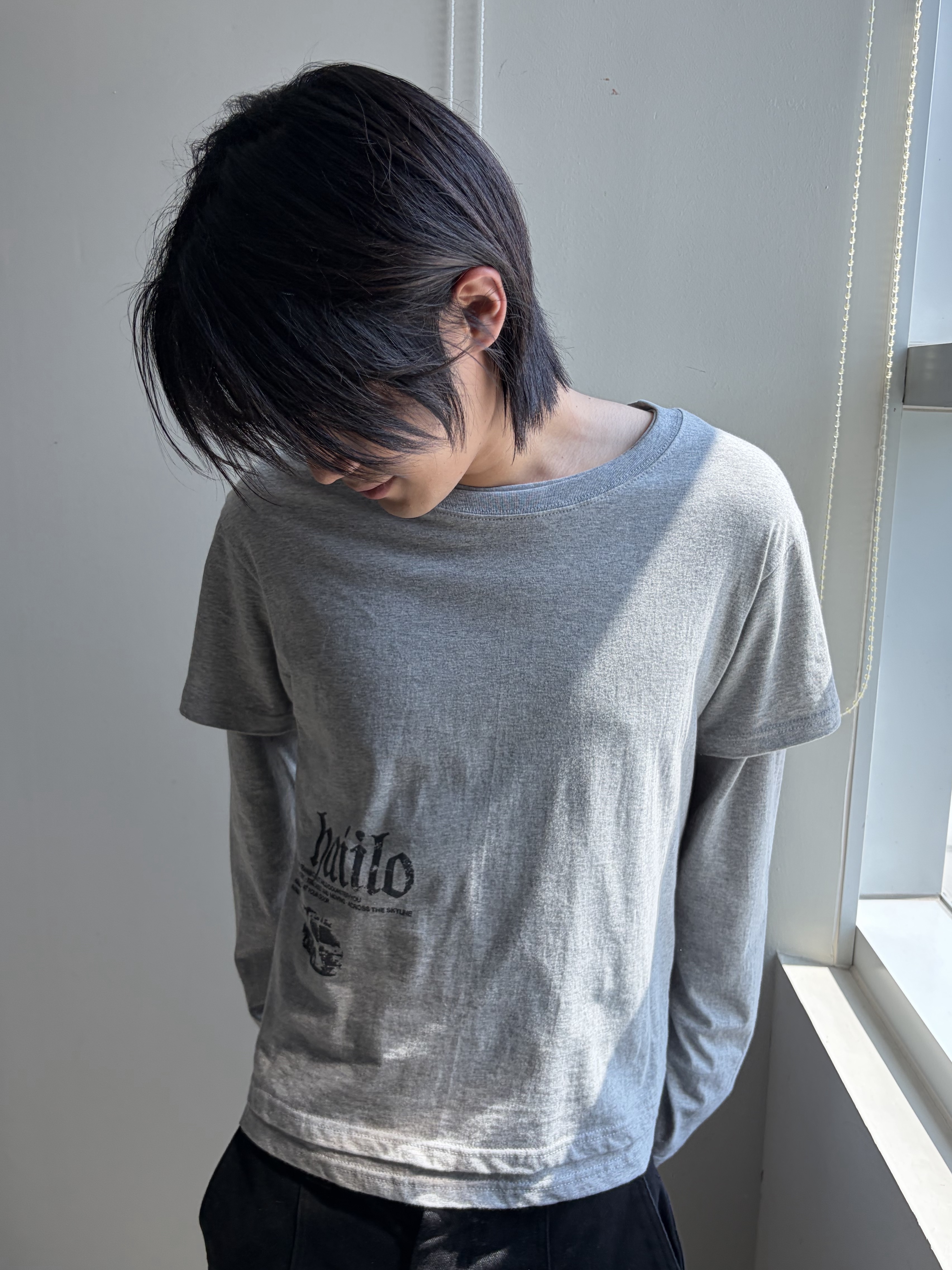 HAiiLO Handscript Layered Set Grain Grey 착용 스타일