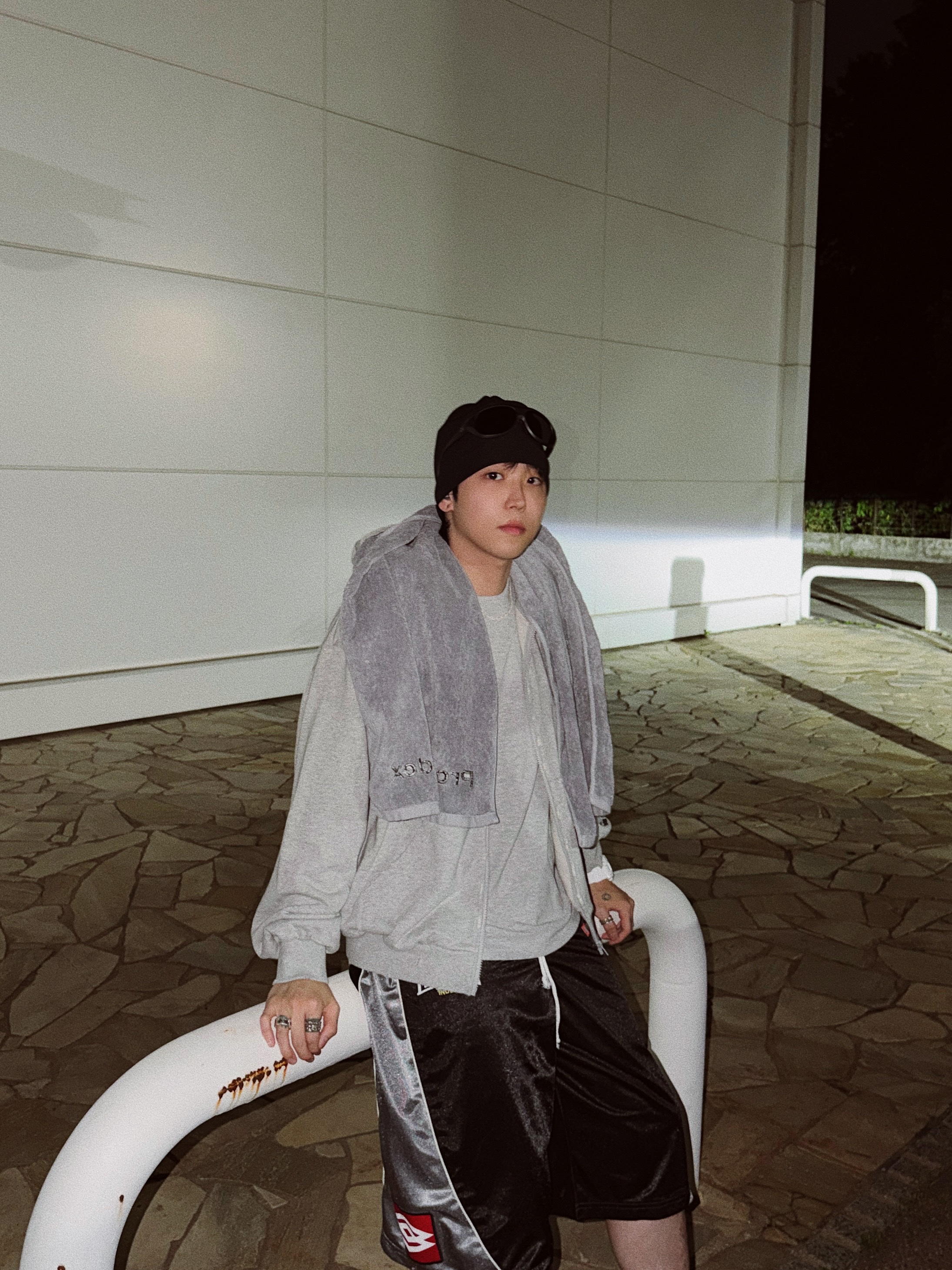Protocol Index Terry Towel Zip Hoodie Melange Grey, Protocol Index Basketball Jorts Black 착용 스타일 - 7