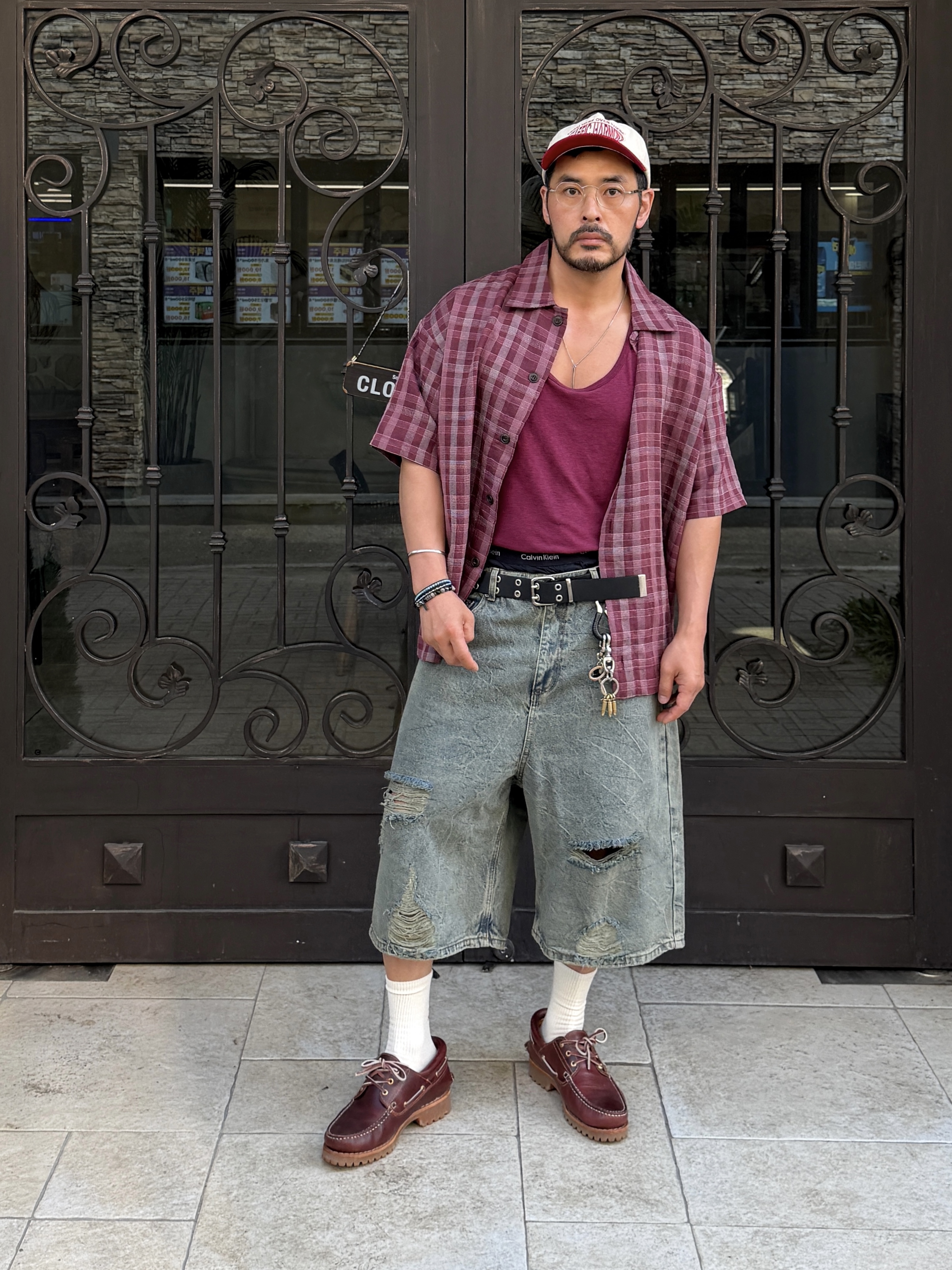 Timberland Authentic 3-Eye Classic Lug Burgundy -Wide 착용 스타일 - 5
