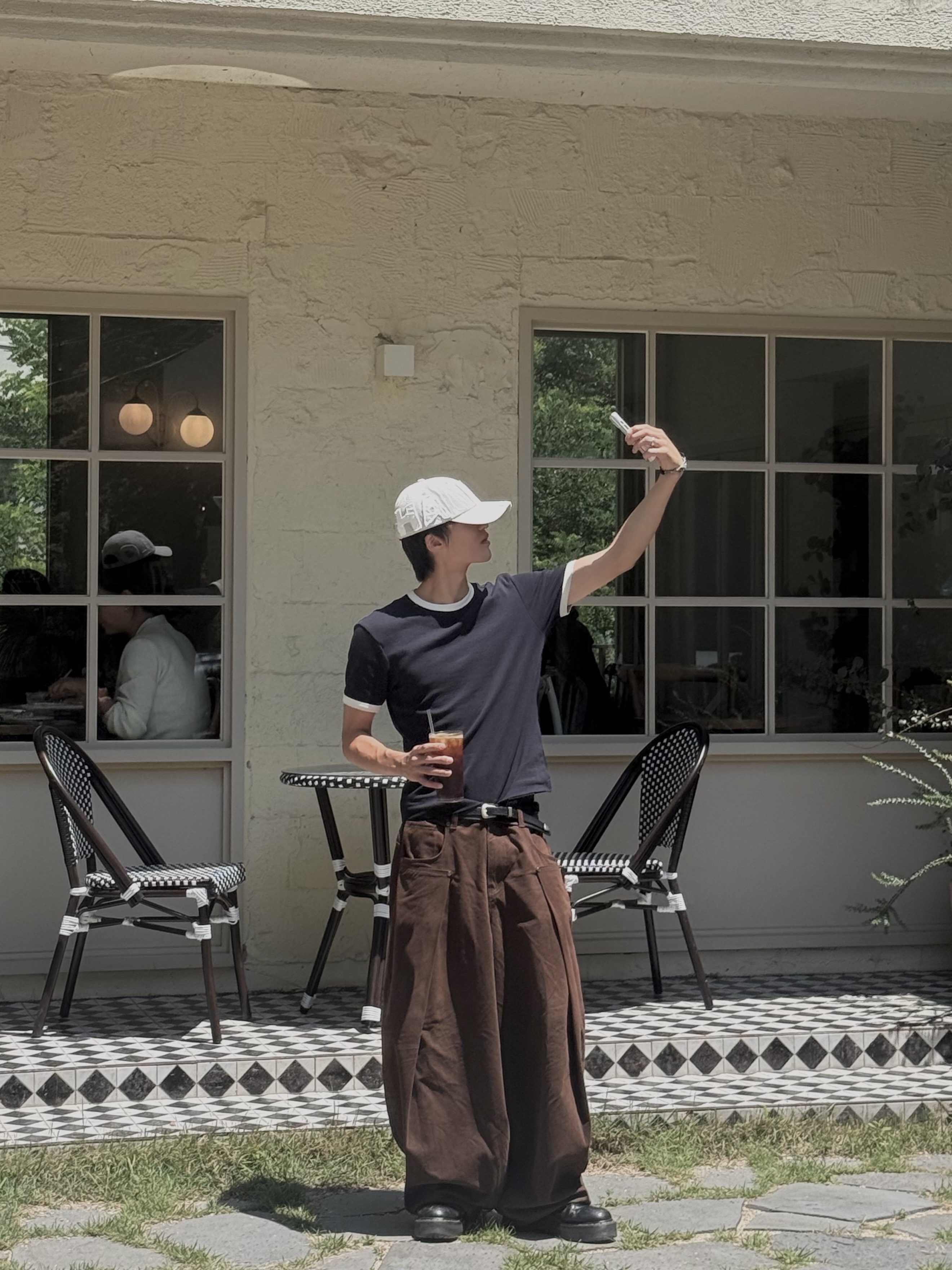 HAiiLO Center Line Cap Light Dust, LOSTGARDEN Route Black 착용 스타일 - 1