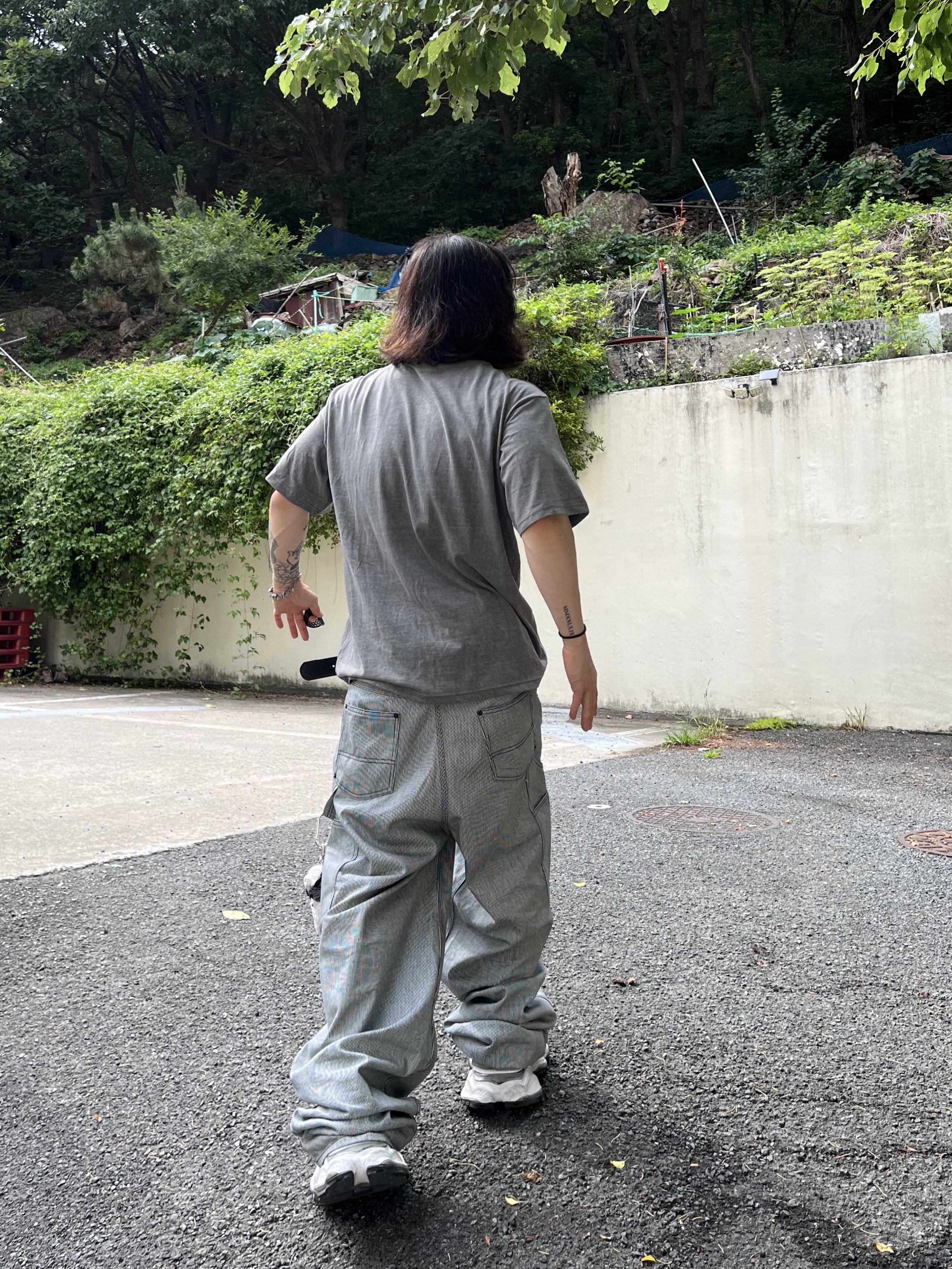 Balenciaga Cargo Sneakers White Grey, Undermycar Stripe Engineers Double Knee Work Pants Black Stripe - 24FW 착용 스타일 - 9