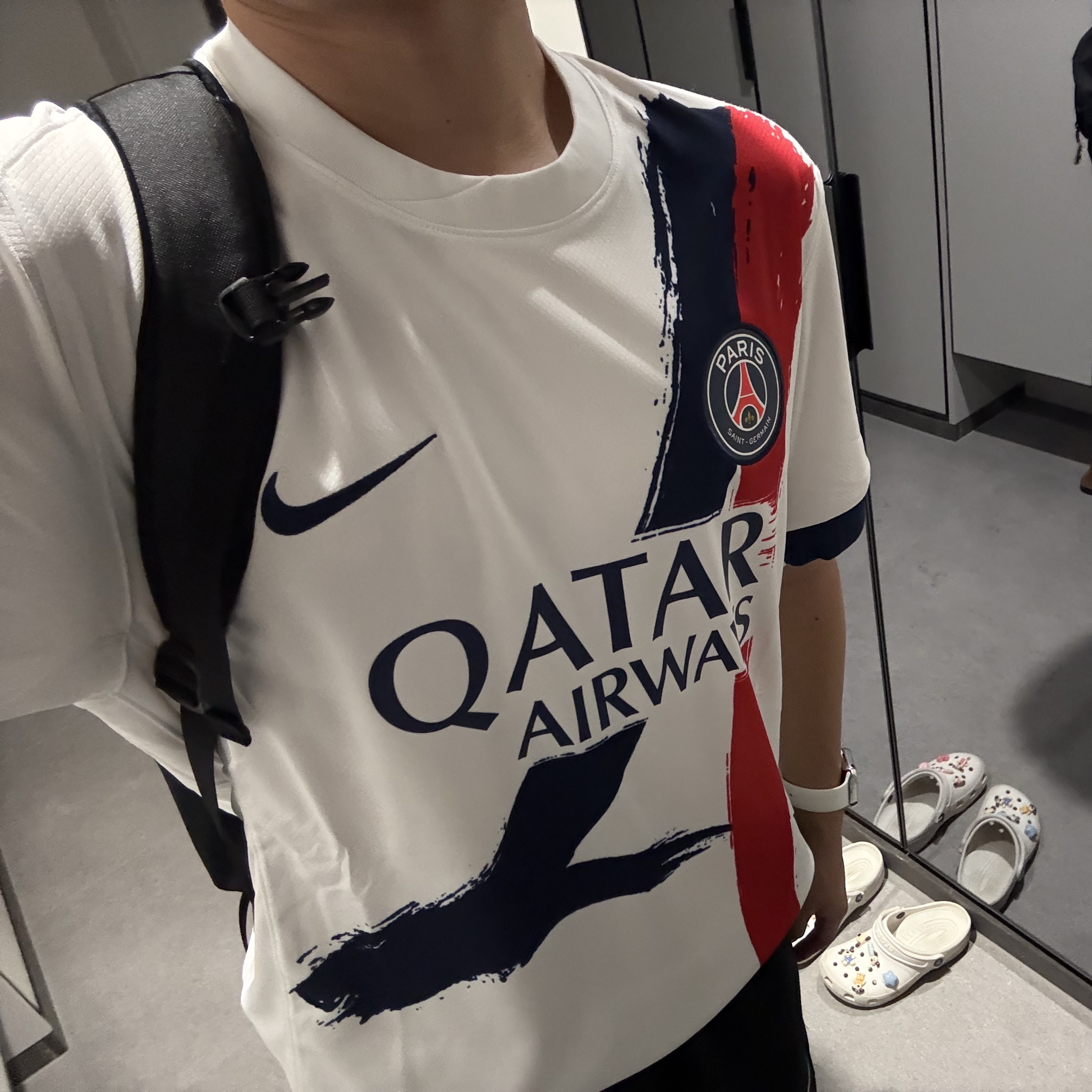 Nike Paris Saint-Germain 2024/26 Dri-Fit Stadium Away Replica Jersey White Midnight Navy (Non Marking Ver.) 착용 스타일 - 2