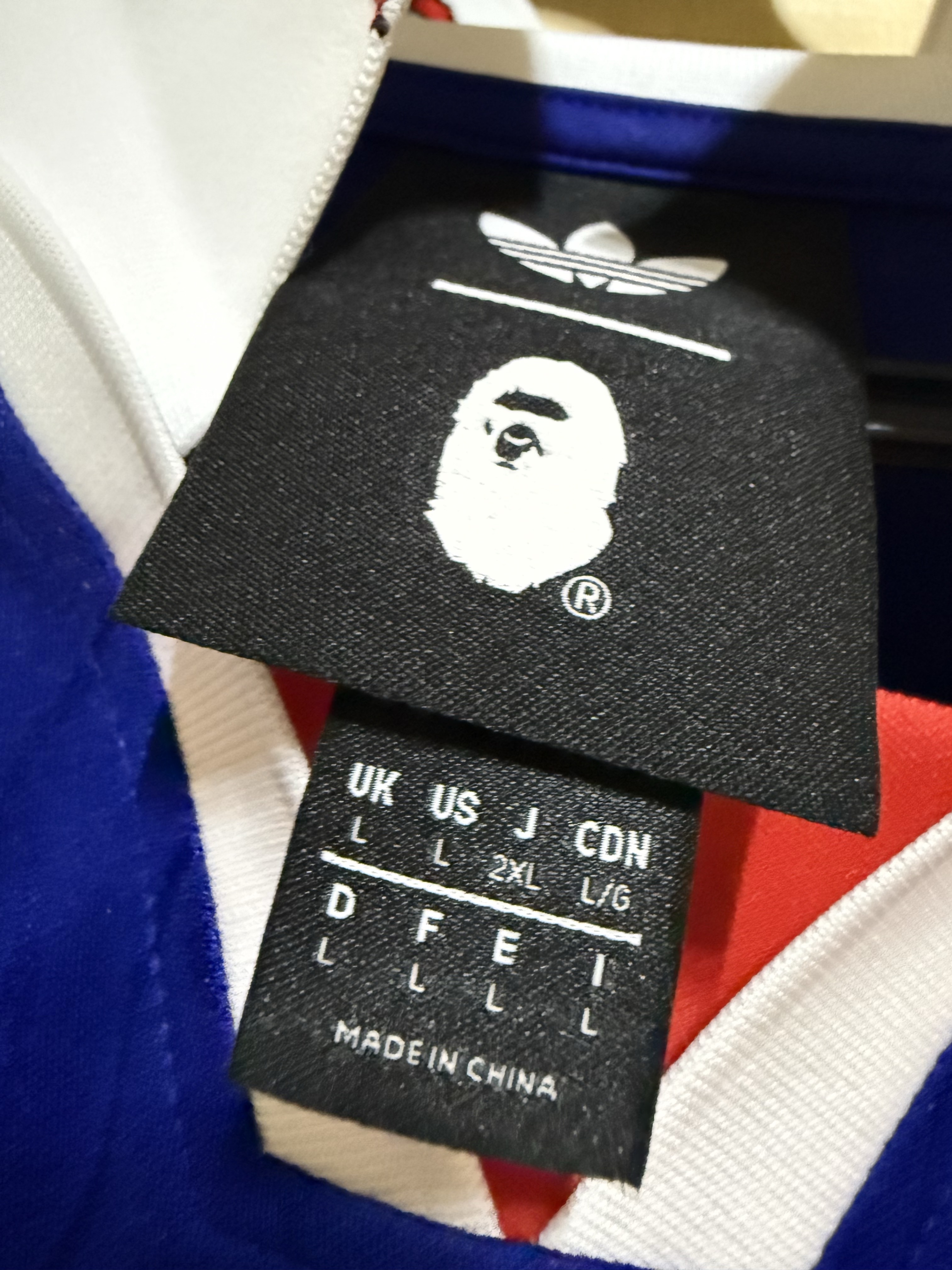 Adidas x BAPE Short Sleeve Flames Jersey Japan Blue - US Sizing (Non Marking Ver.), Adidas x BAPE Short Sleeve Flames Jersey Japan Blue - KR Sizing (Non Marking Ver.) 착용 스타일 - 4