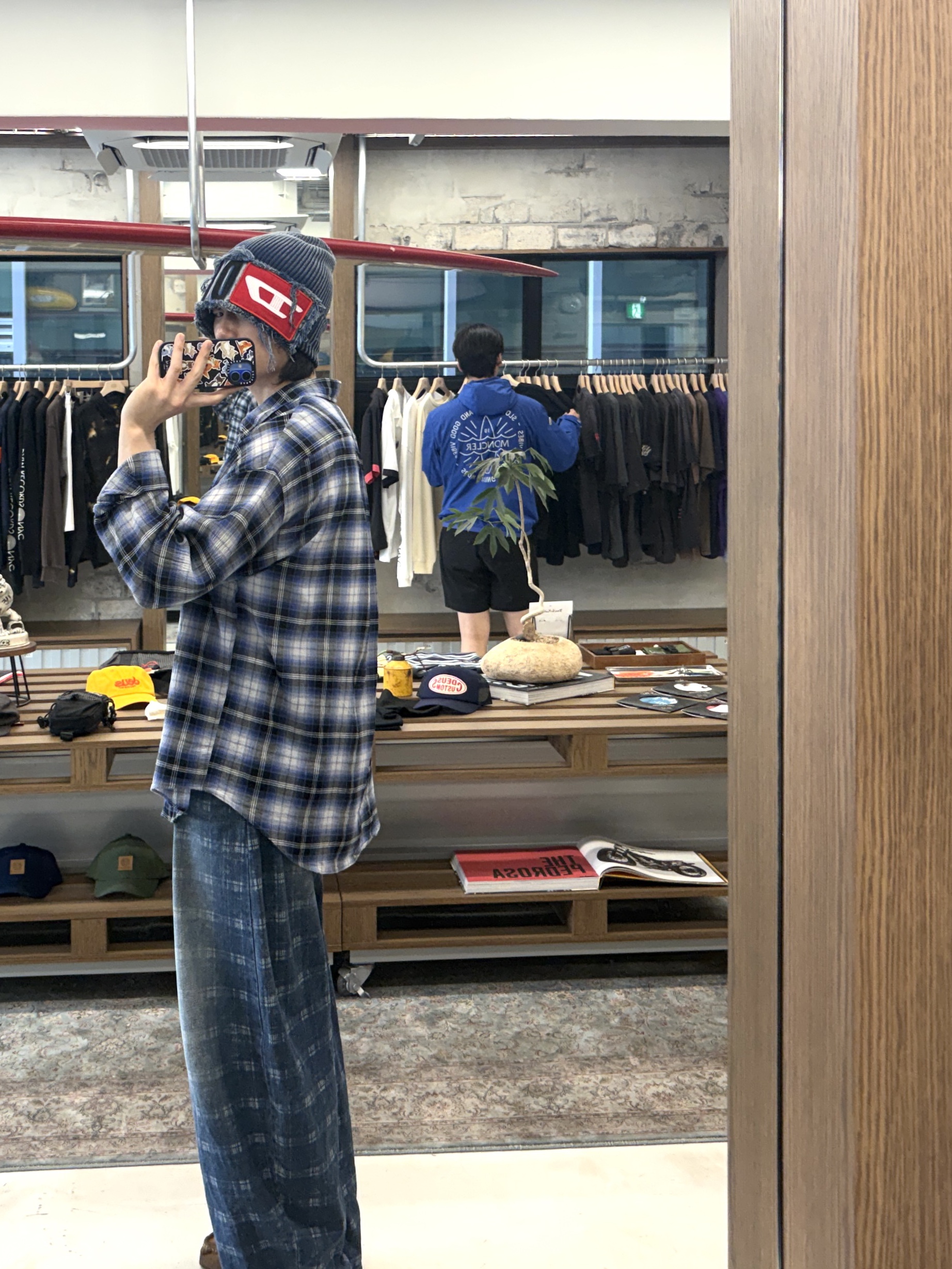 (W) Diesel K-Frok Beanie Blue 착용 스타일 - 4