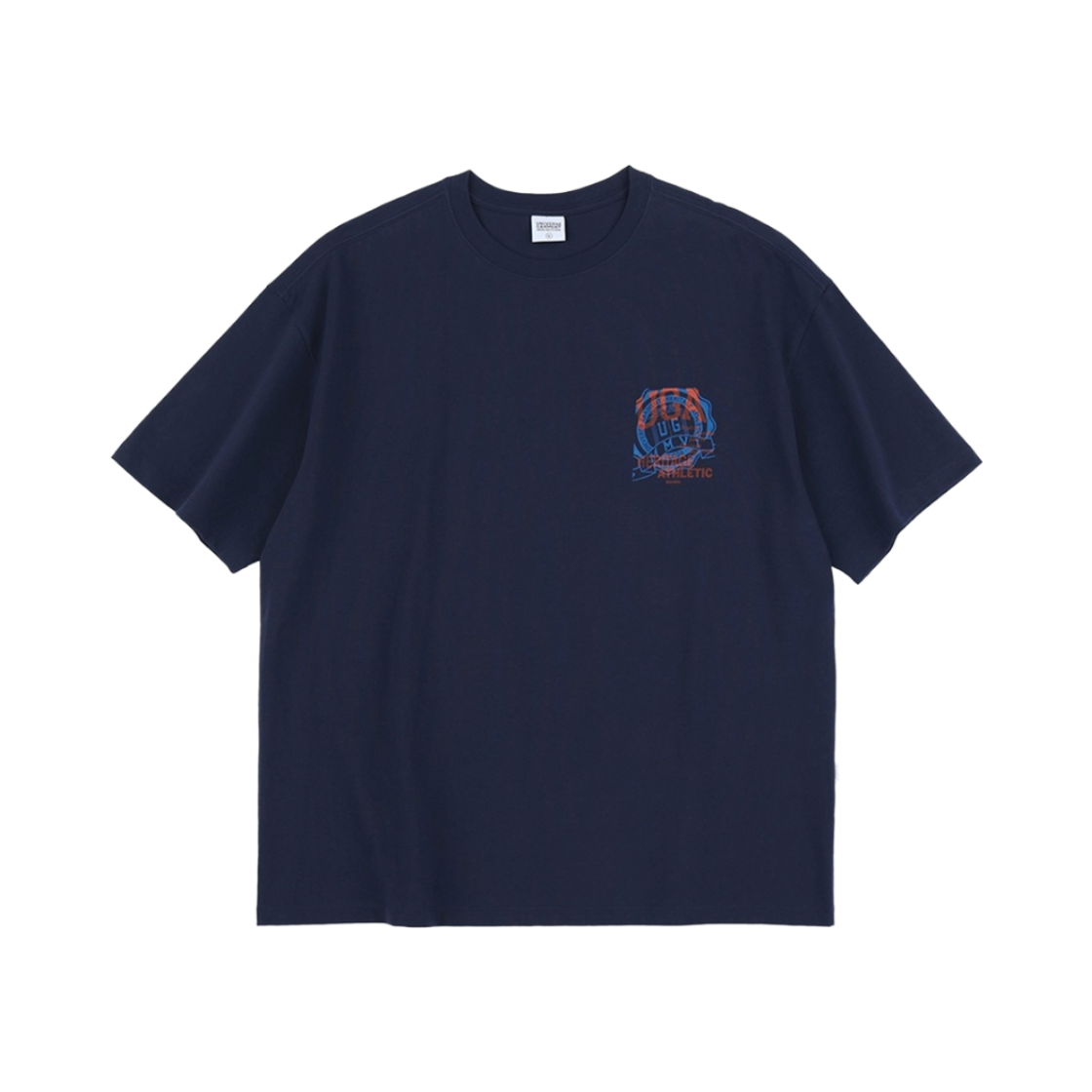 BUQTSZX814NA UNIVERSE GARMENT UG Retro Two Tone Emblem T-Shirt Navy