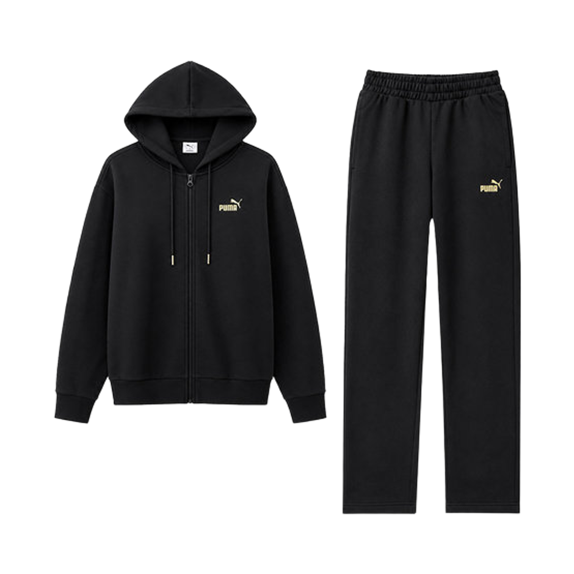 693996-01 (W) Puma Openhem Fleece Hoodie Set Black