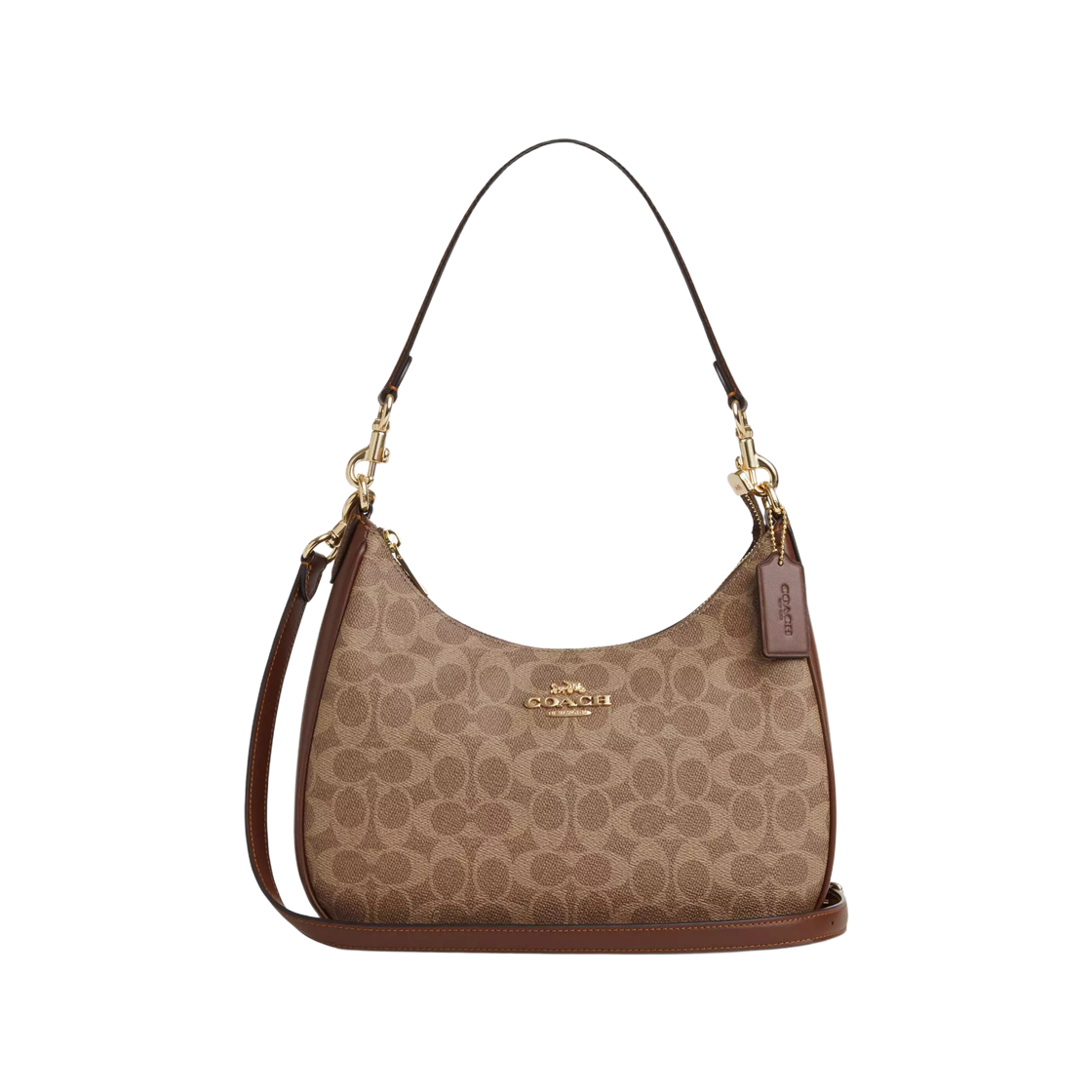 코치 시그니처 캔버스 테리 호보백 이미테이션 골드 탄(Coach Teri Hobo Bag in Signature Canvas Imitation Gold Tan) - 1