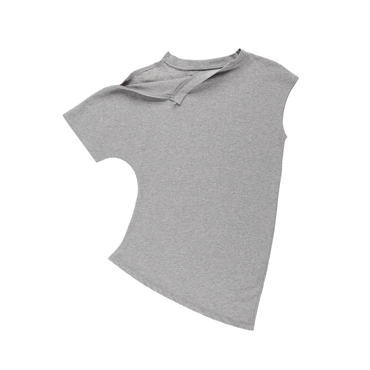 스틸레써디 에이시메트릭 드레이프 티셔츠: 멜란지(Still Lethardy Asymmetric Draped T-shirt: Melange) - 2