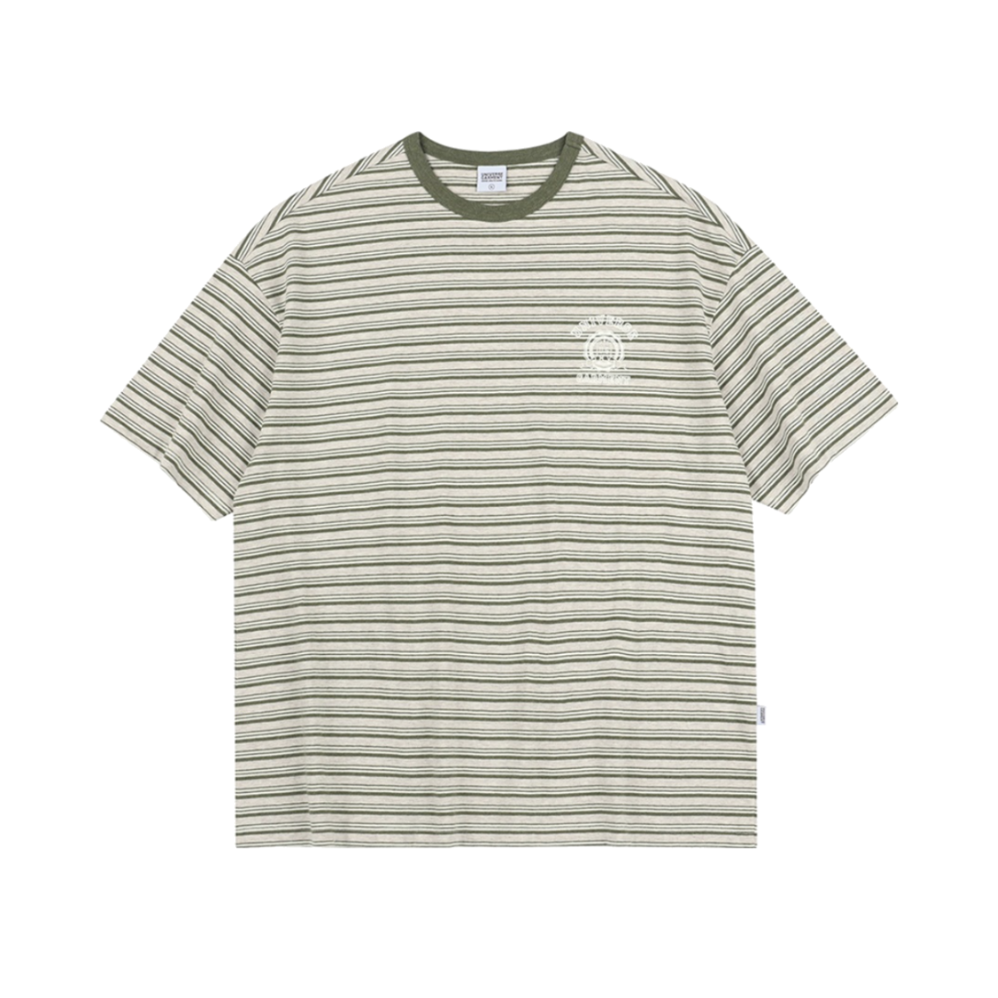 BUQTSZX816MR UNIVERSE GARMENT UG Stripe Emblem T-Shirt Olive