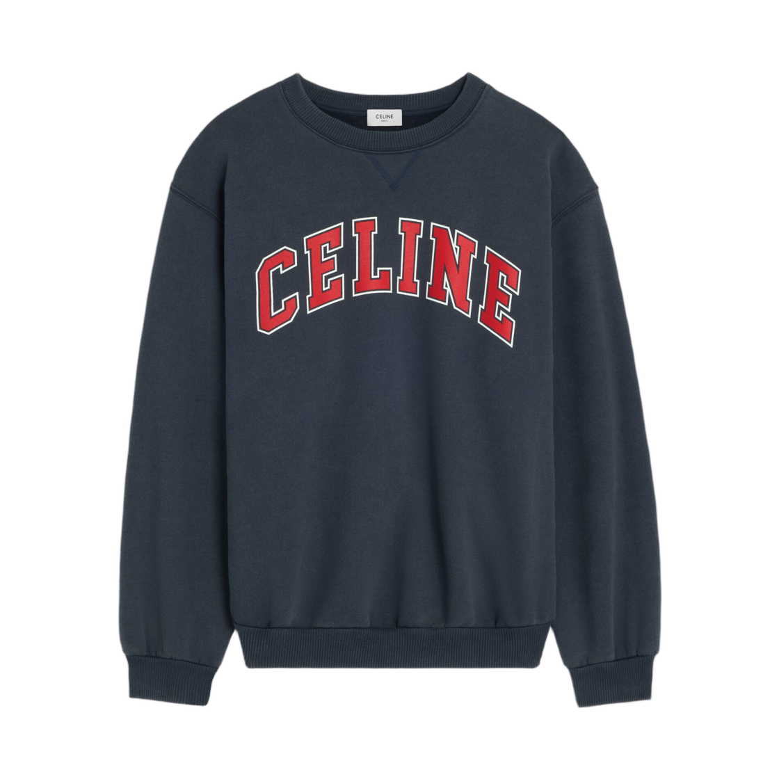 RY0YH1233-07RV (W) Celine Loose Sweatshirt in Cotton Fleece Navy Red White